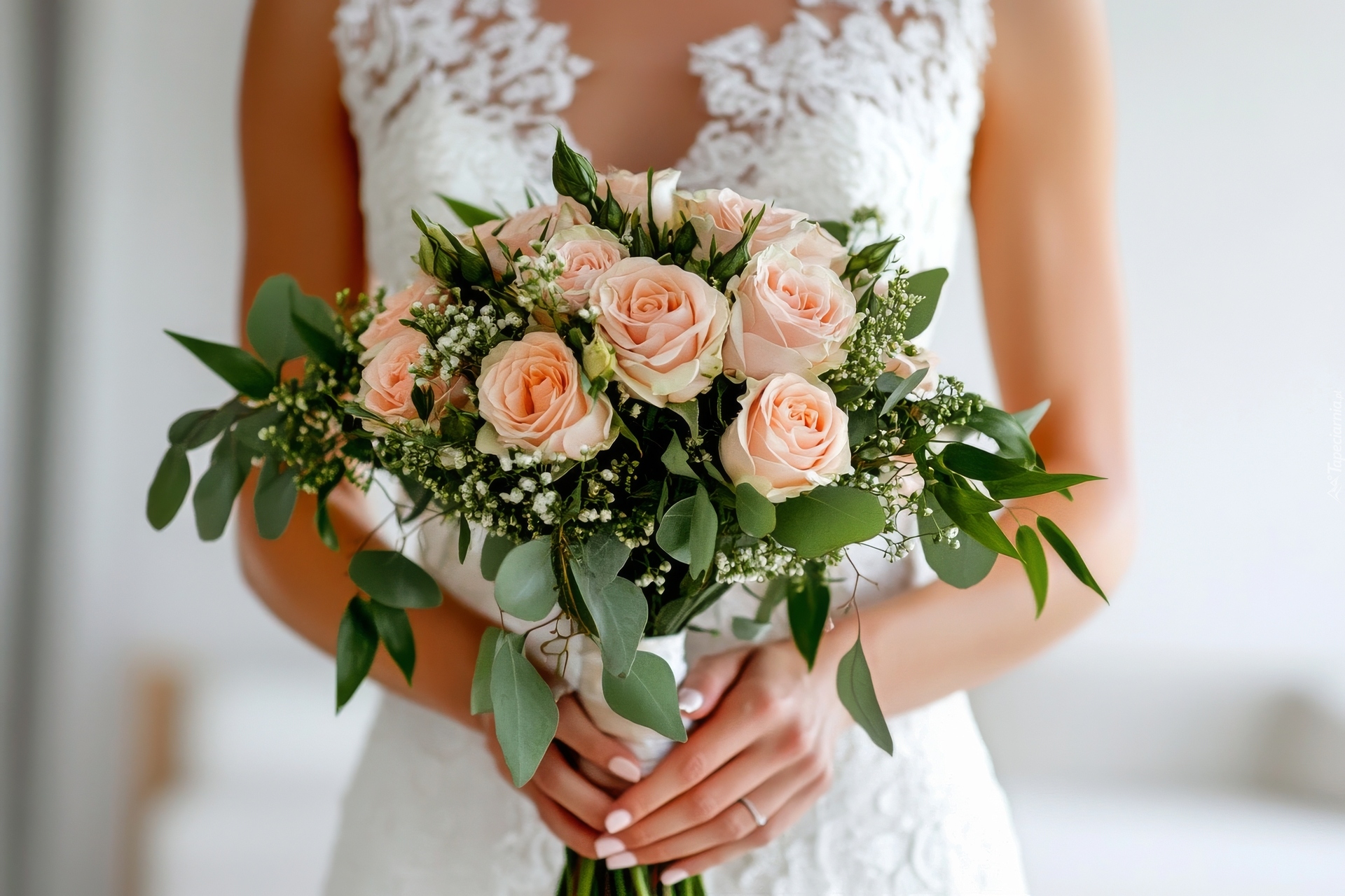 Bukiet kwiatów, Róże, Suknia, AI