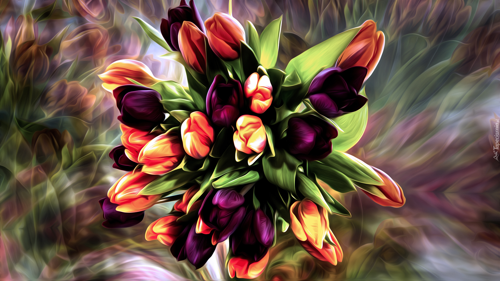 Tulipany, Bukiet, Grafika