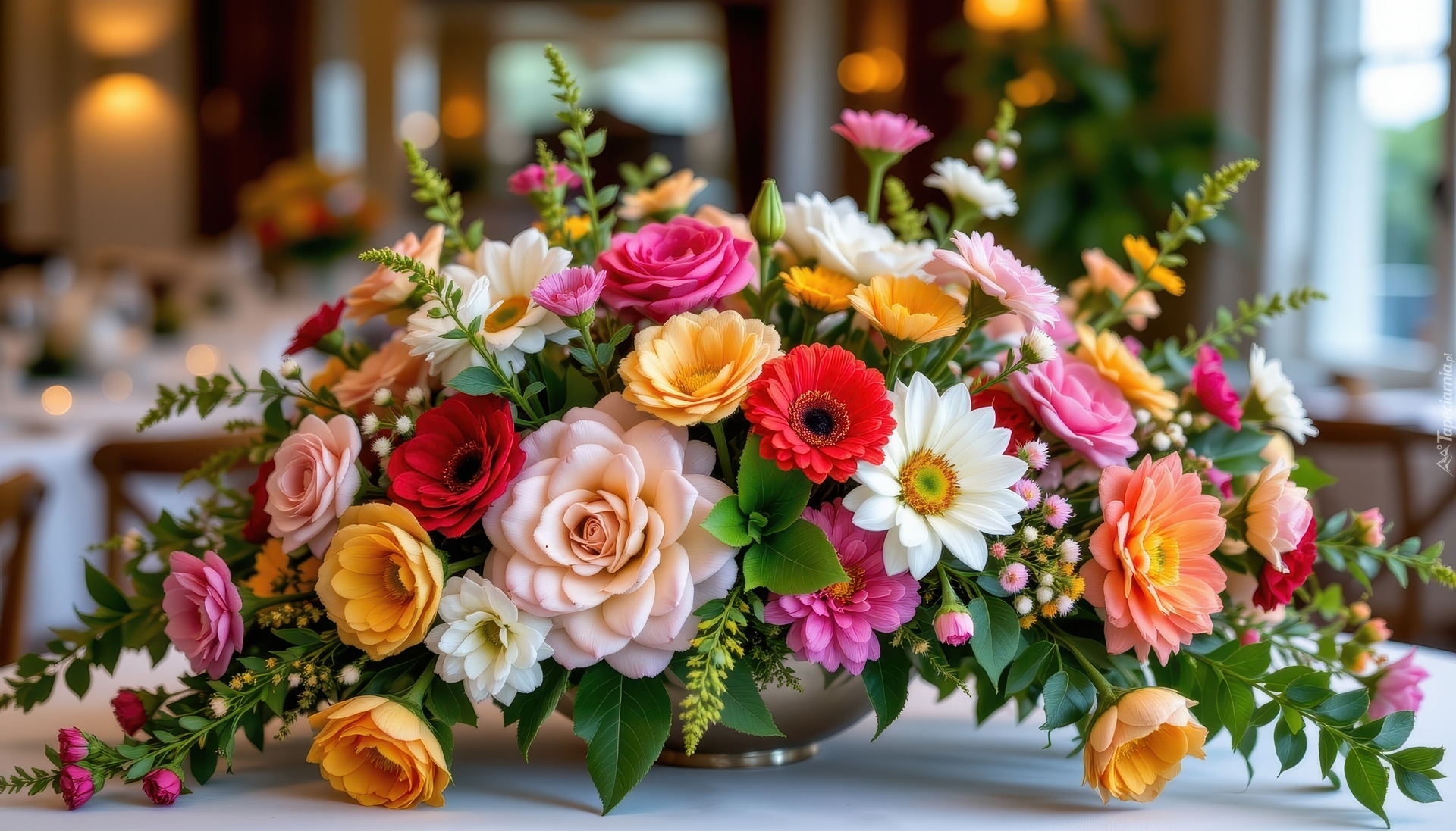 Kolorowe, Kwiaty, Bukiet, Waza, Grafika AI