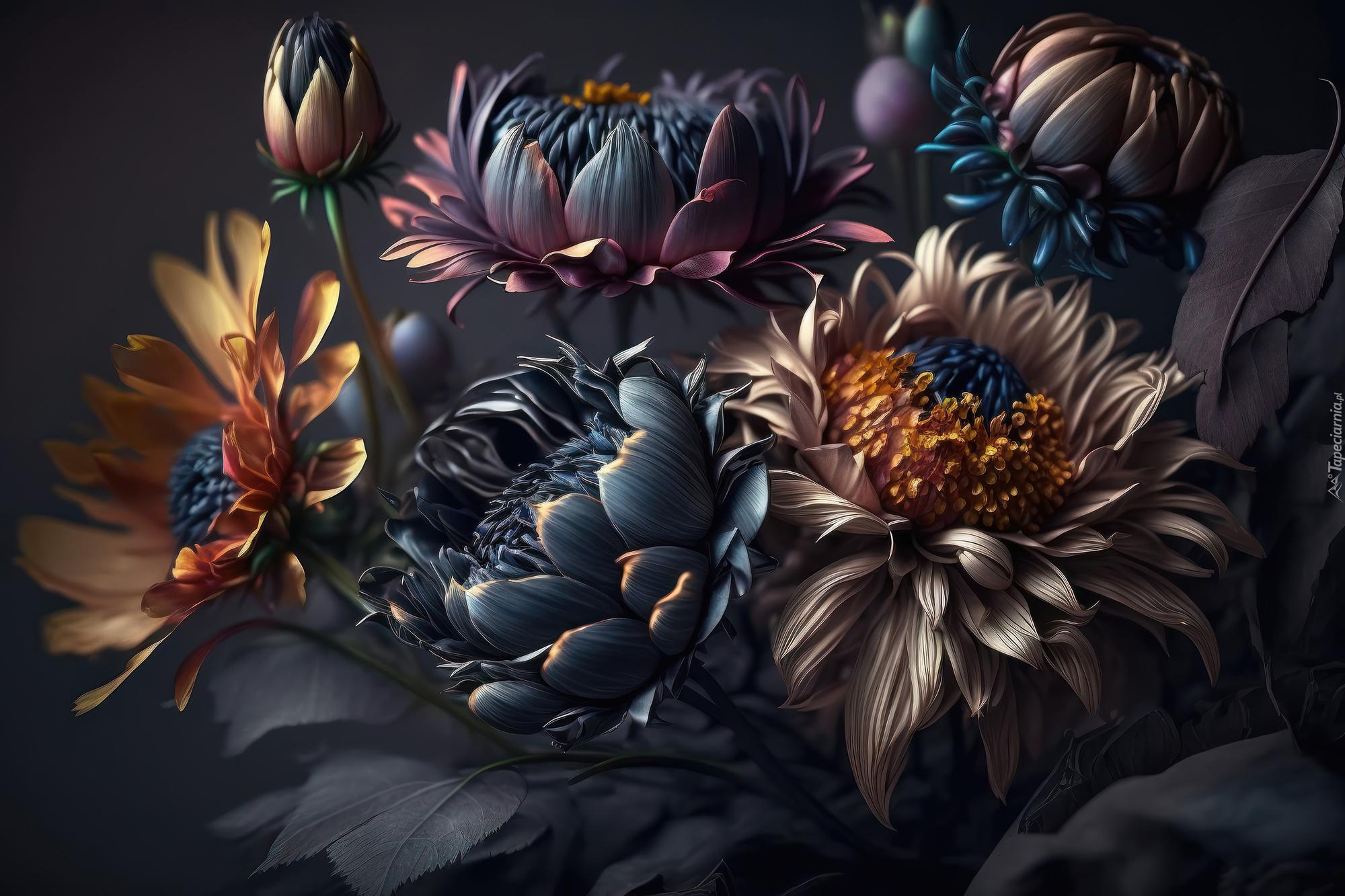 Kwiaty, Bukiet, Kompozycja, Grafika