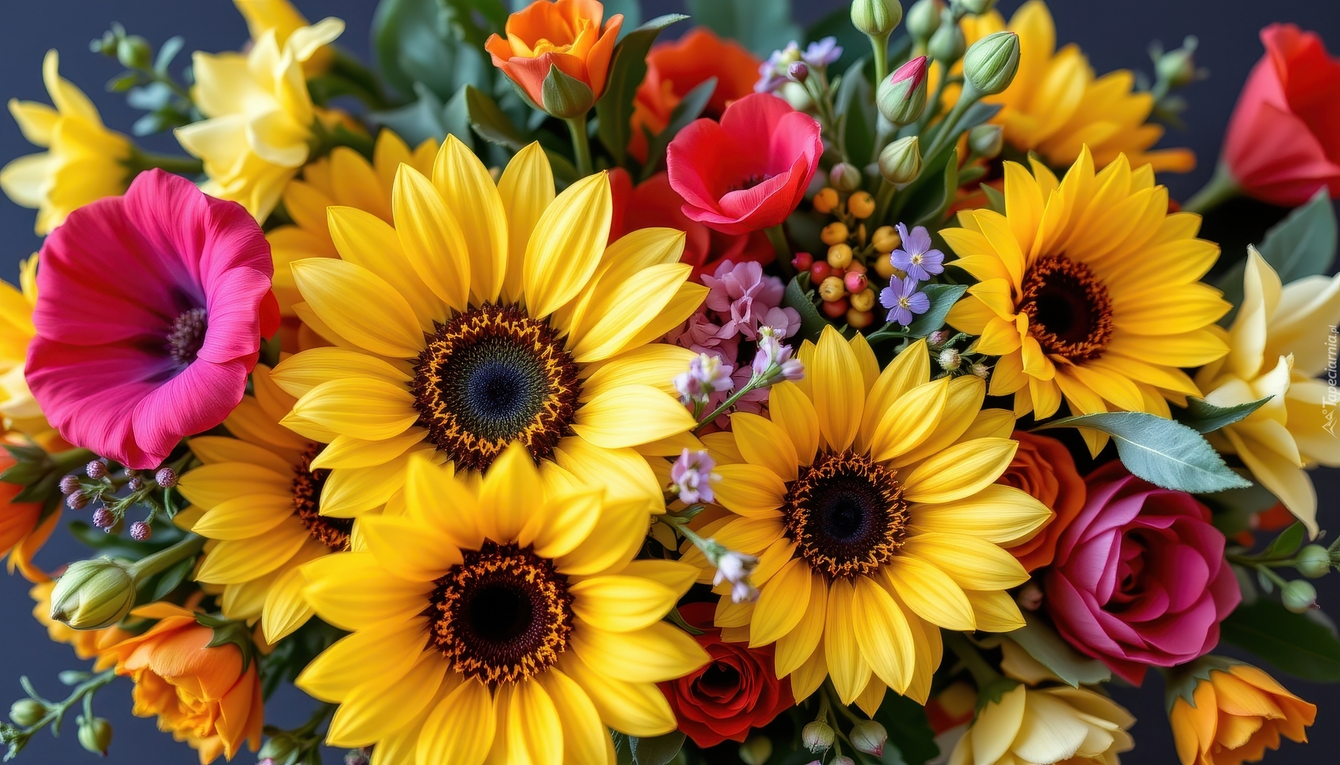 Słoneczniki, AI, Bukiet