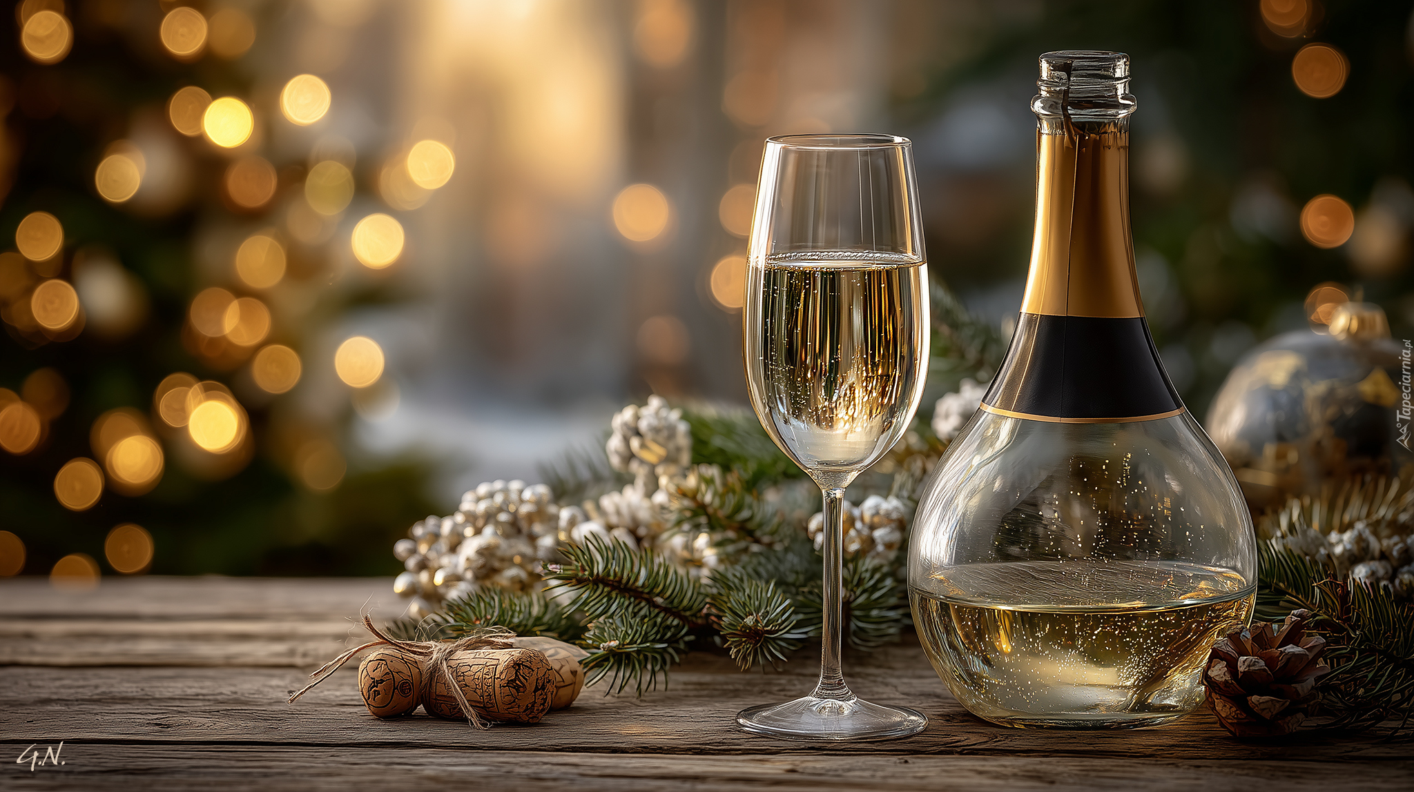 Kieliszek, Butelka, Wino, Korki, Grafika AI