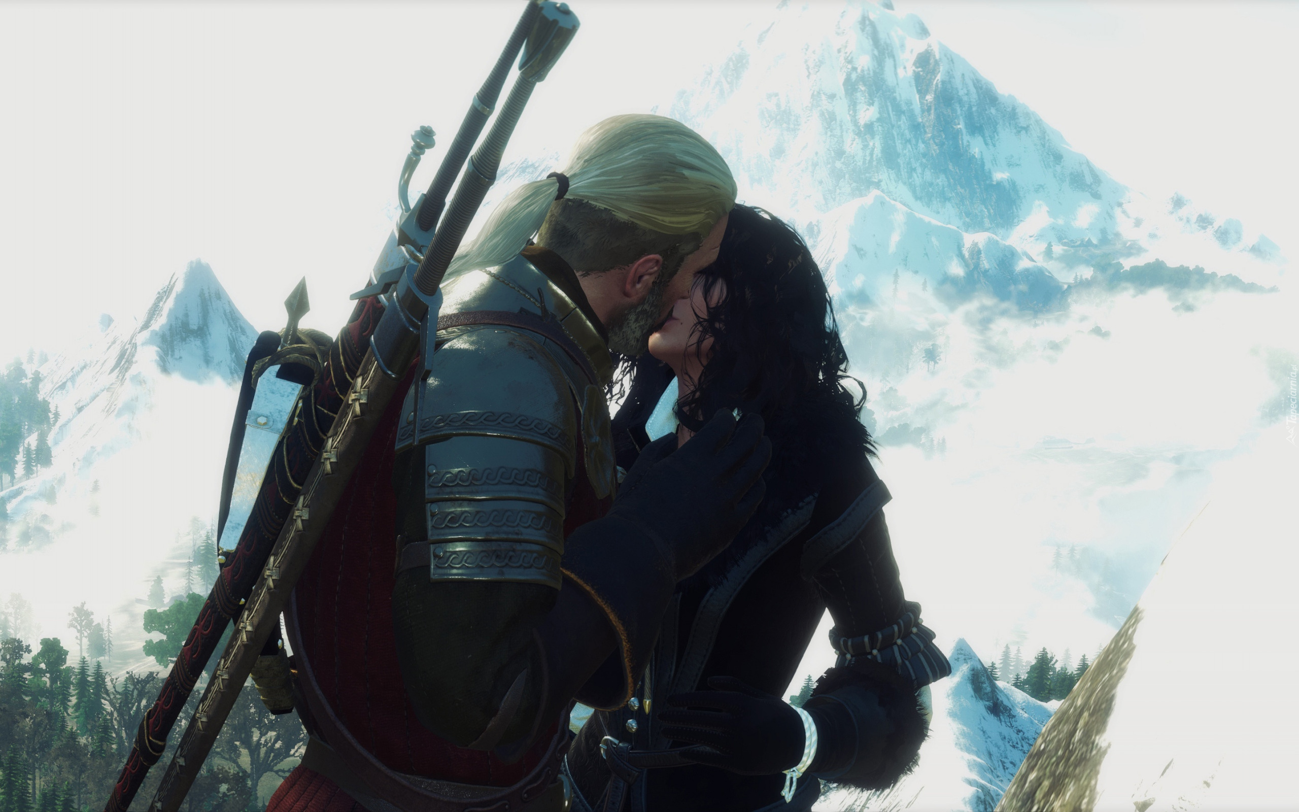 Gra, The Witcher 3 Wild Hunt, Wiedźmin 3 Dziki Gon, Geralt, Yennefer, Pocałunek