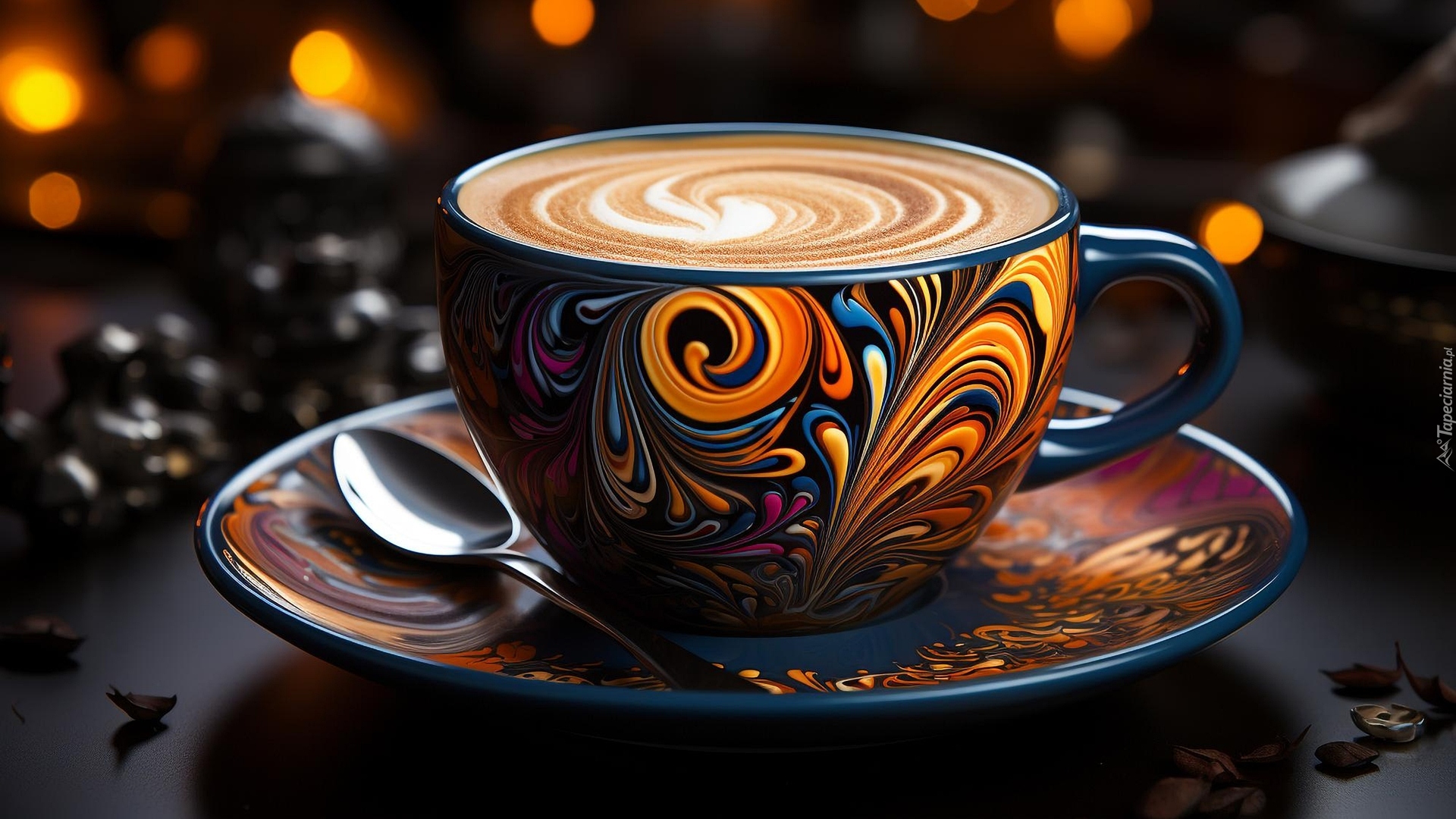 Kawa, Cappuccino, Filiżanka, Wzór, Pianka