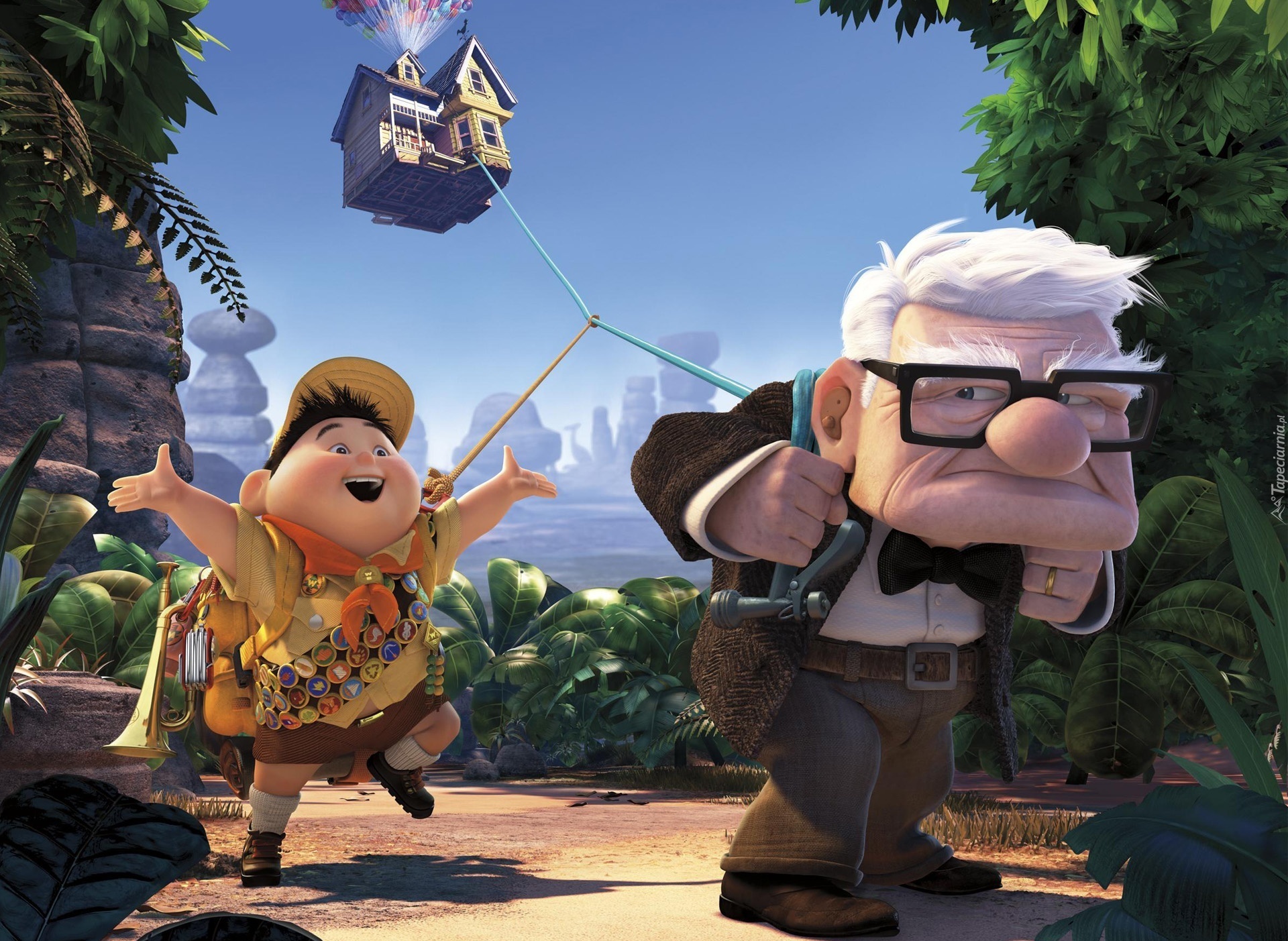 Dziadek Carl Fredricksen, Skaut Russell, Film, Odlot, Up