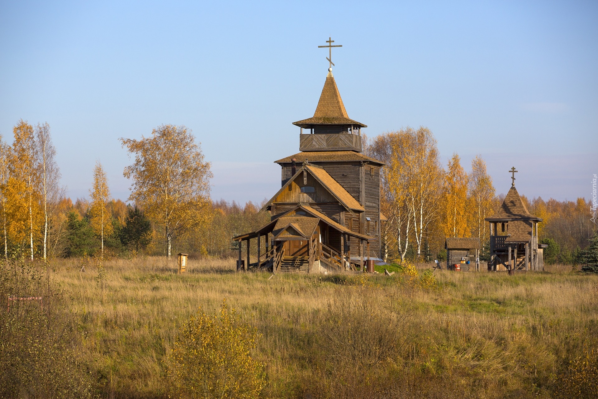 Jesień, Cerkiew, Łąka, Brzozy