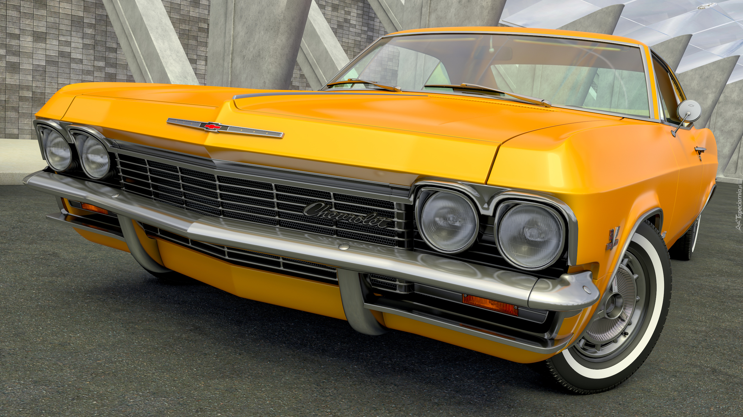Żółty, Chevrolet Impala, 1965, Zabytkowy