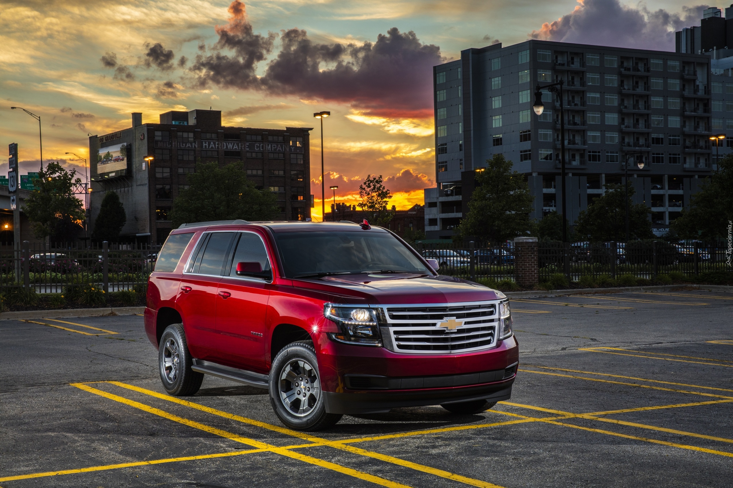 Czerwony, Chevrolet Tahoe, 2018