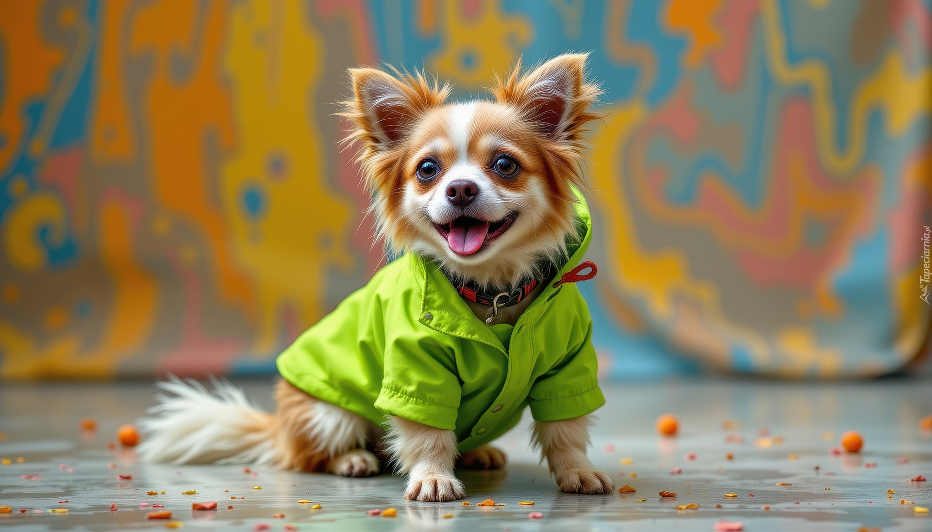 Chihuahua, Pies, Język, Kurtka, Grafika
