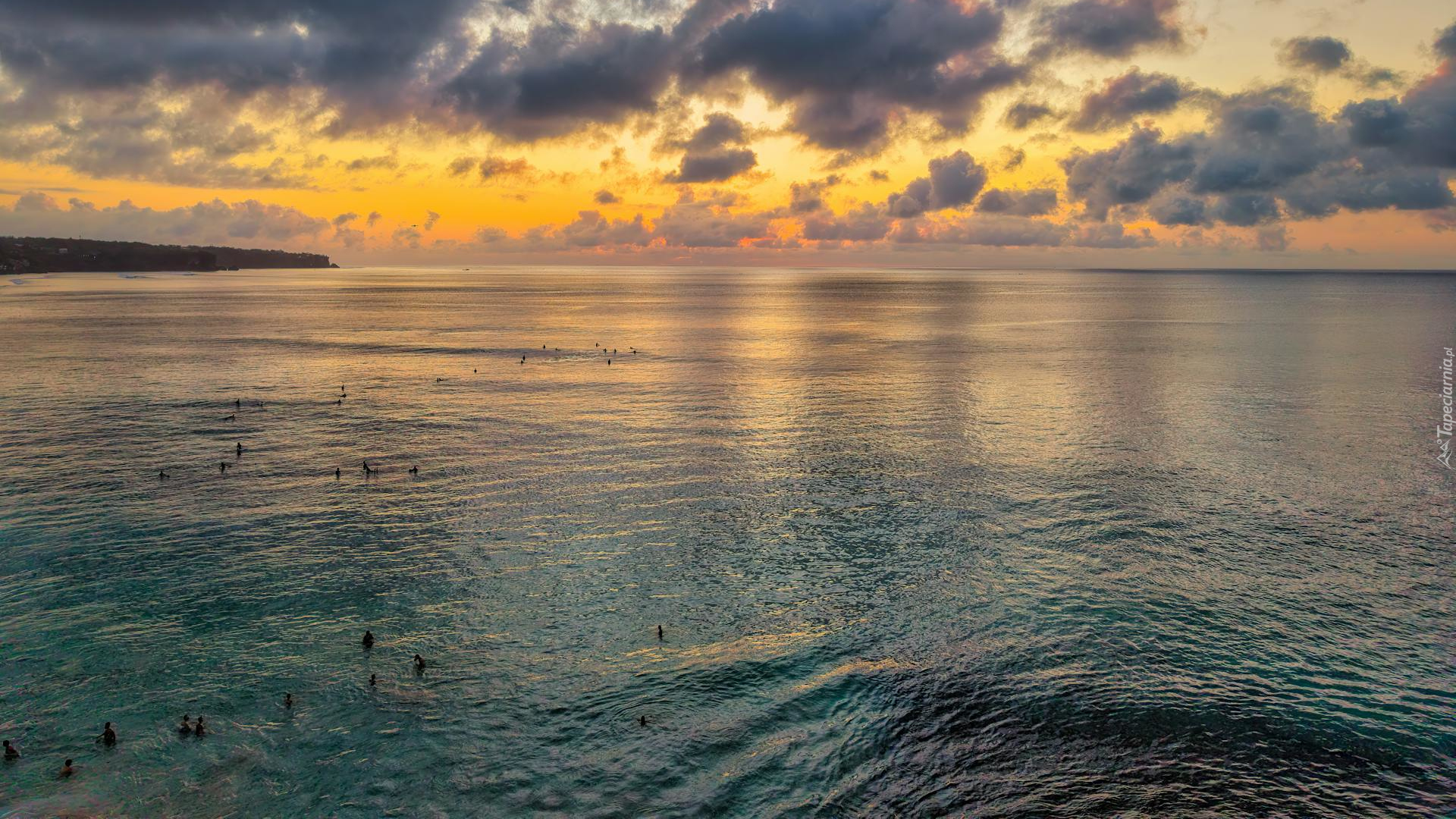 Morze, Kolorowe, Niebo, Zachód słońca