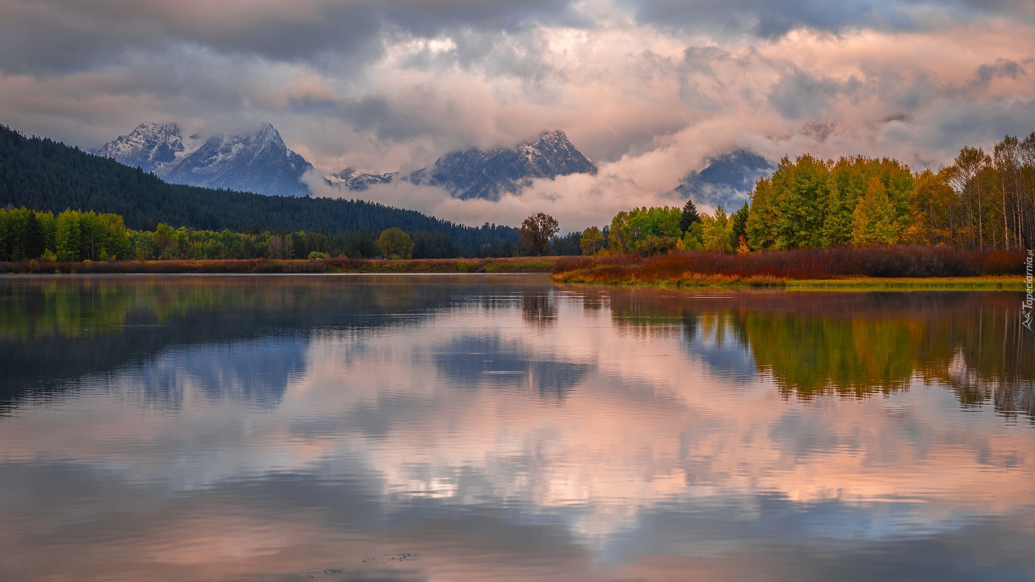 Góry, Jezioro, Park Narodowy Grand Teton, Wyoming, Stany Zjednoczone