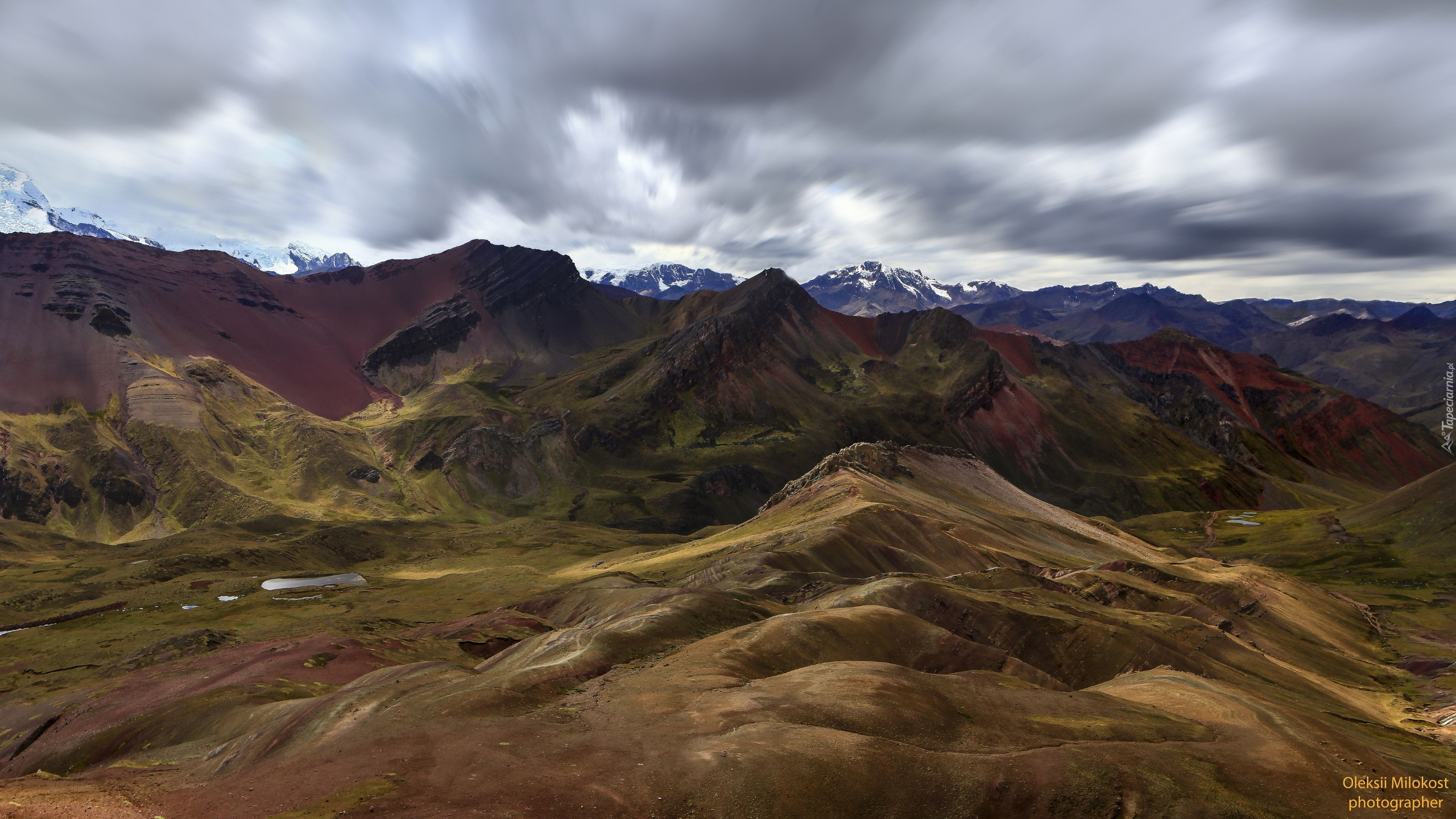 Góry Andy, Rainbow Mountain, Chmury, Peru