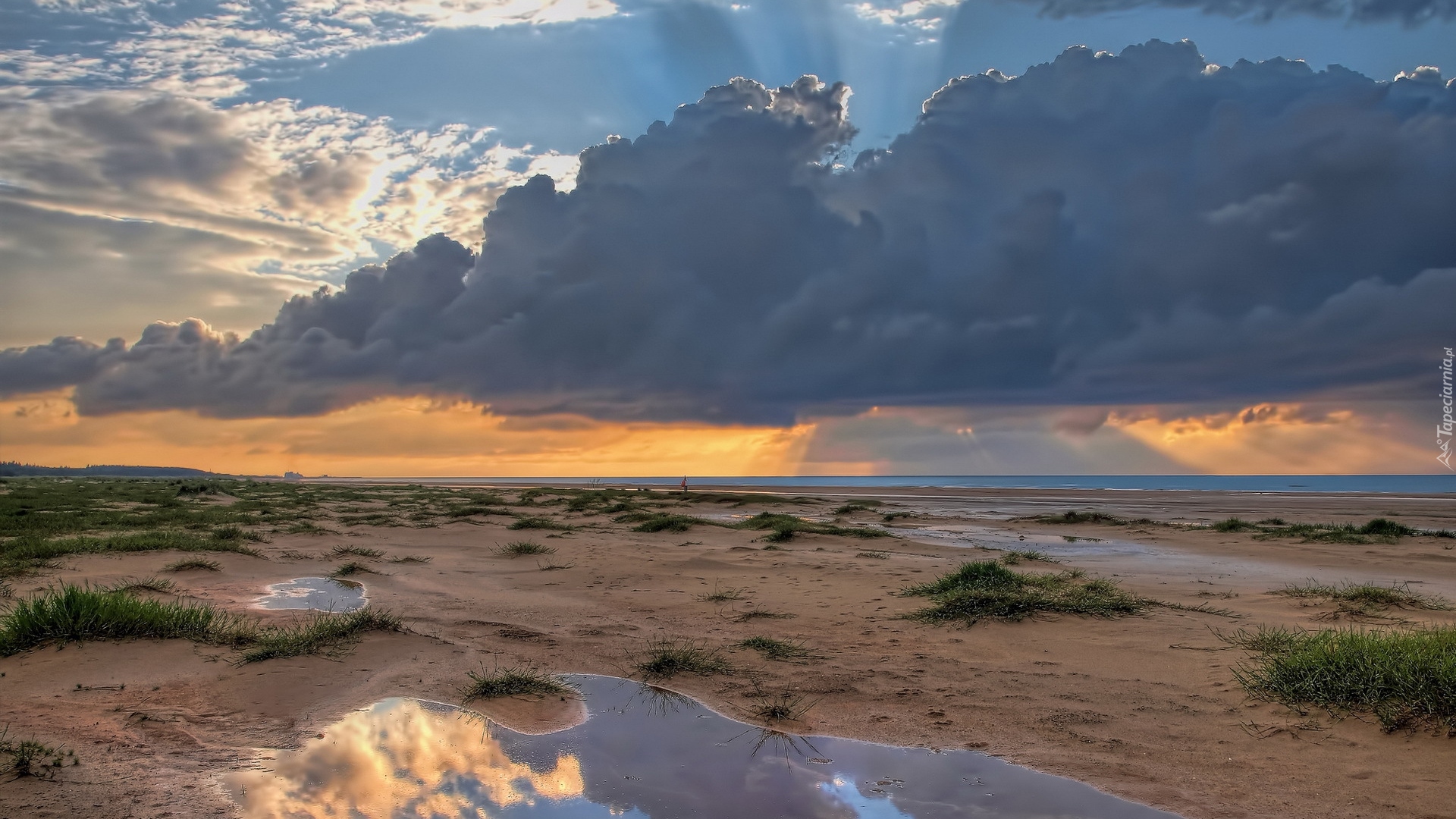 Chmury, Plaża, Morze