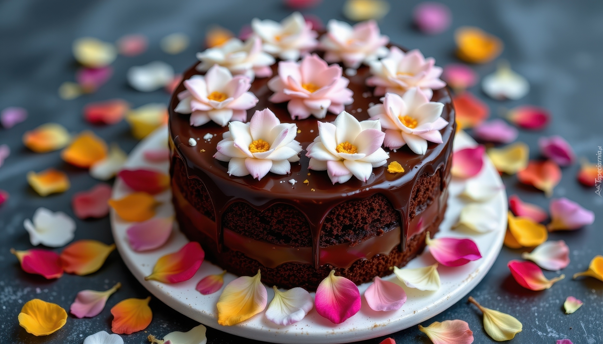 Czekoladowe, Ciastko, Kwiaty, Płatki