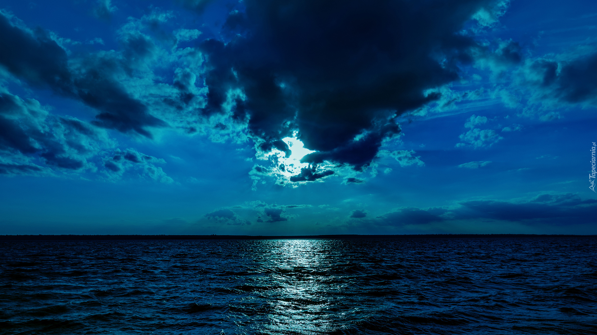Morze, Noc, Niebo, Chmury