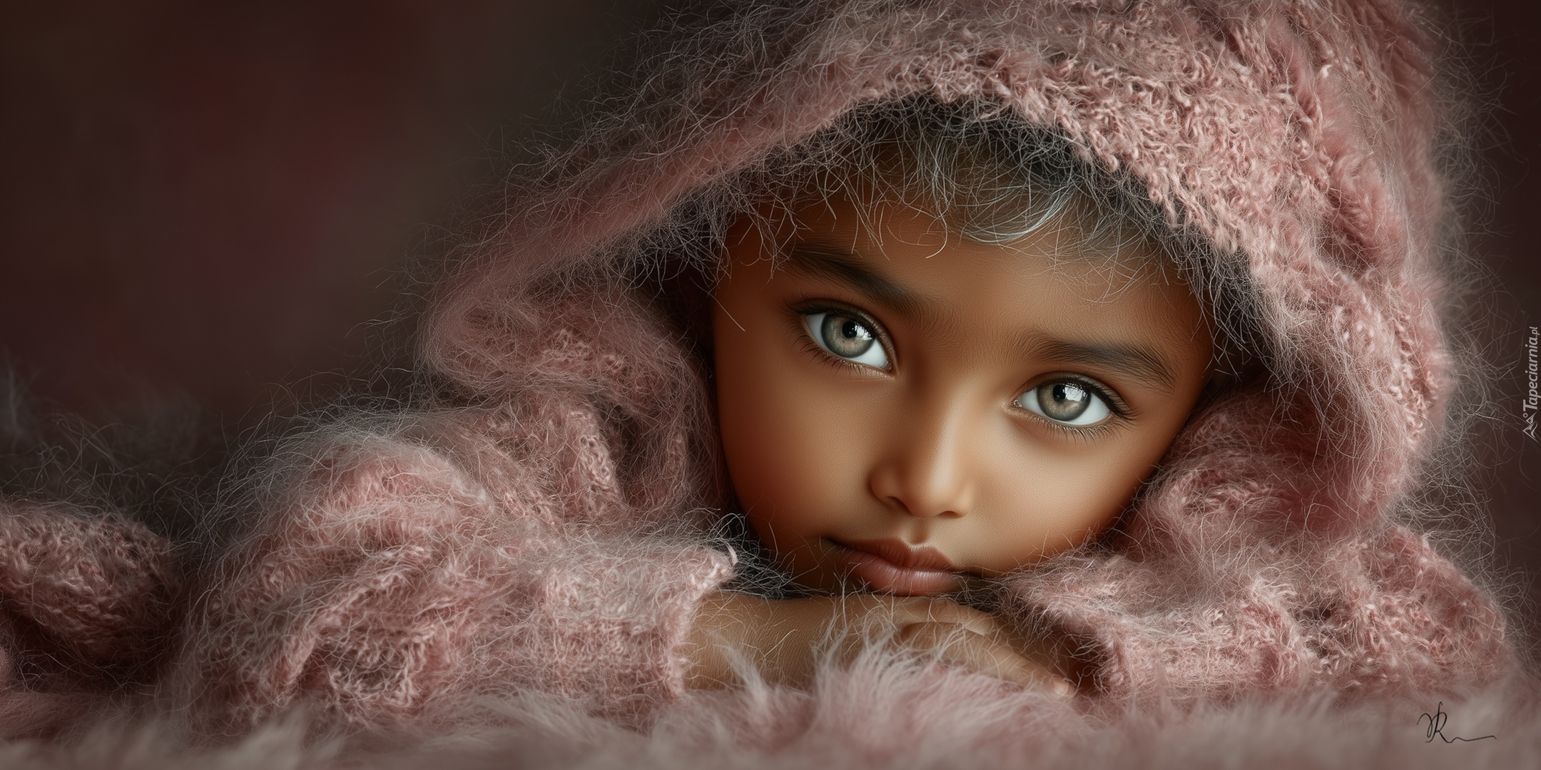 Dziecko, Szare, Oczy, Spojrzenie, Grafika AI