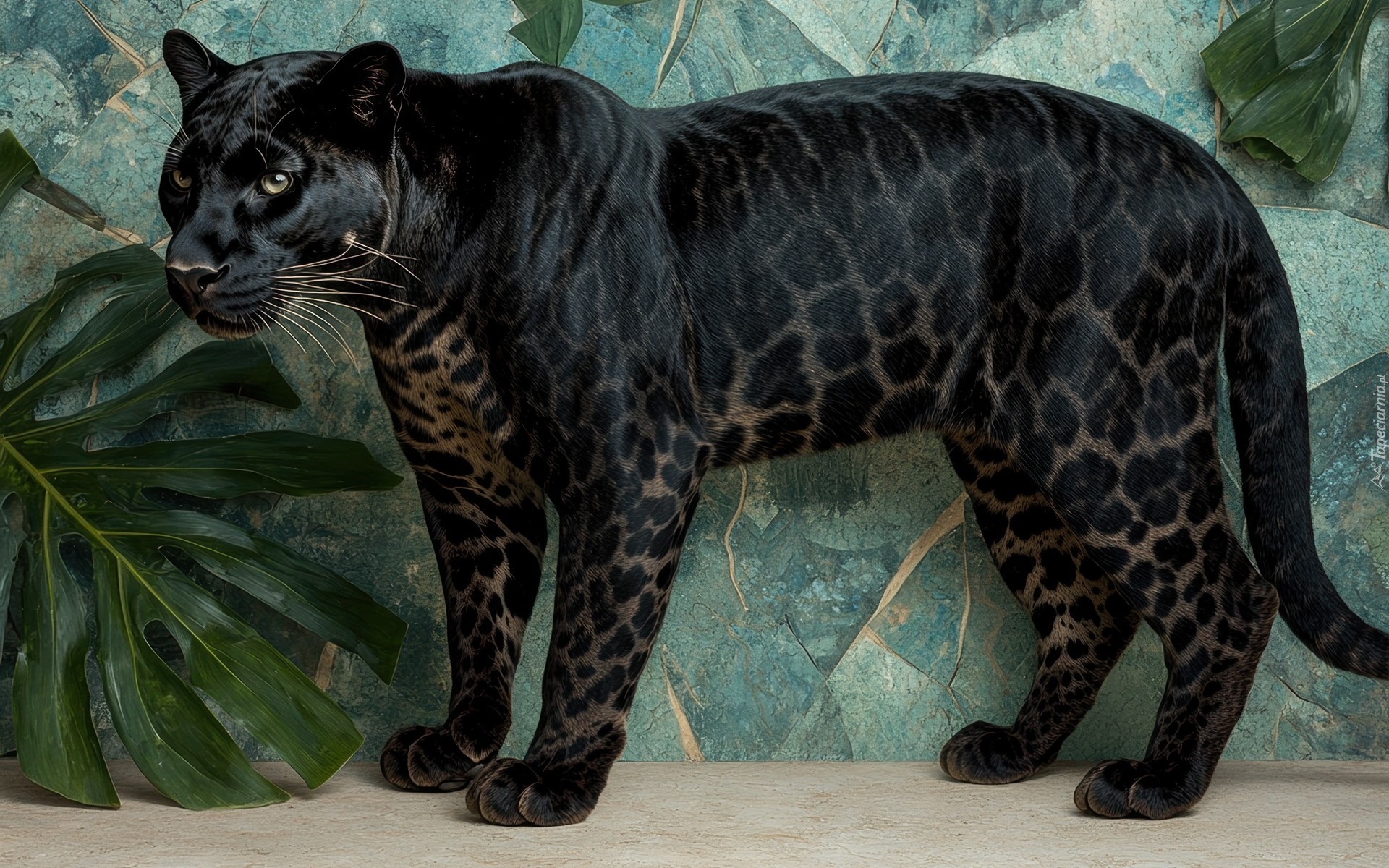 Czarny, Lampart, Zielone, Liście