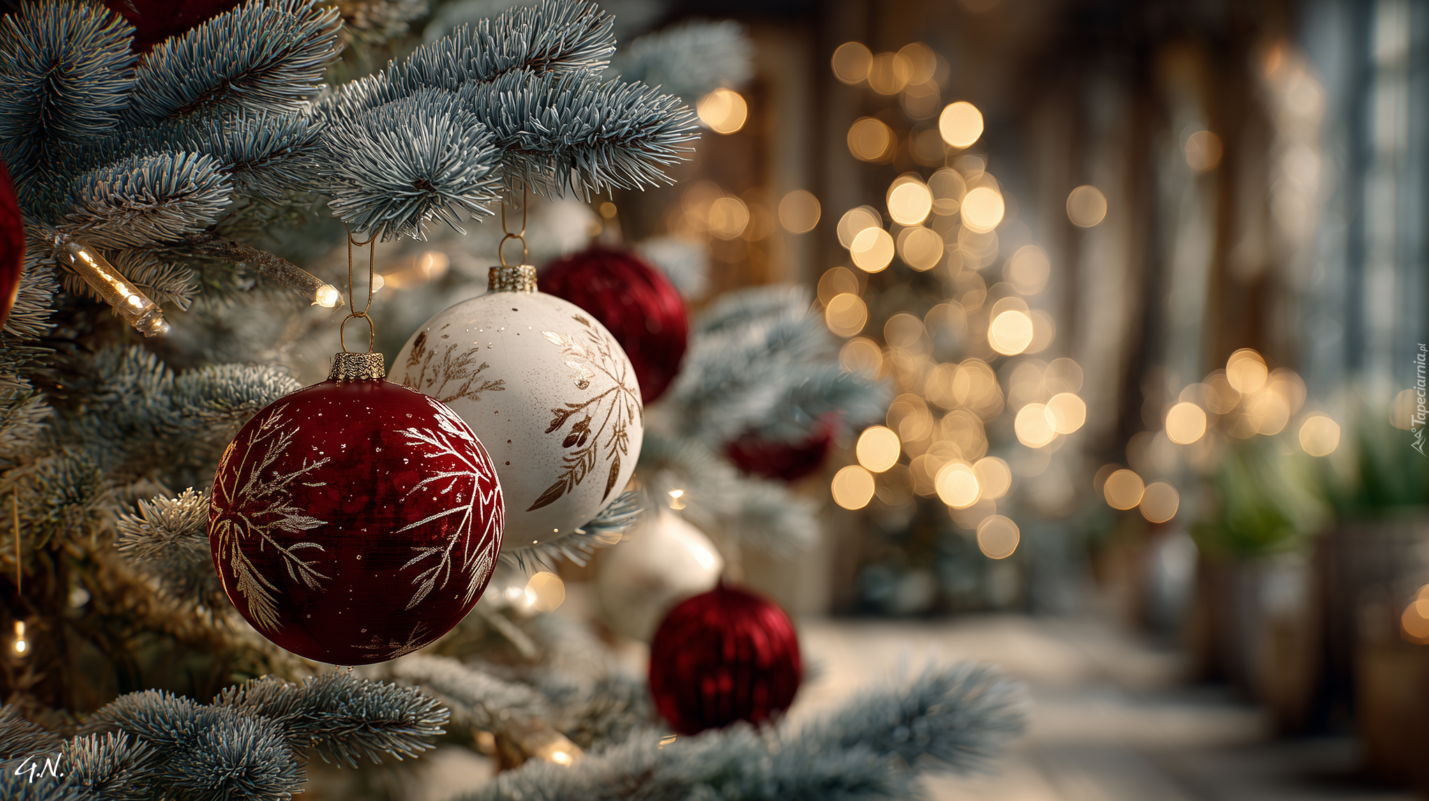 Choinka, Bombki, Boże Narodzenie, Grafika, AI