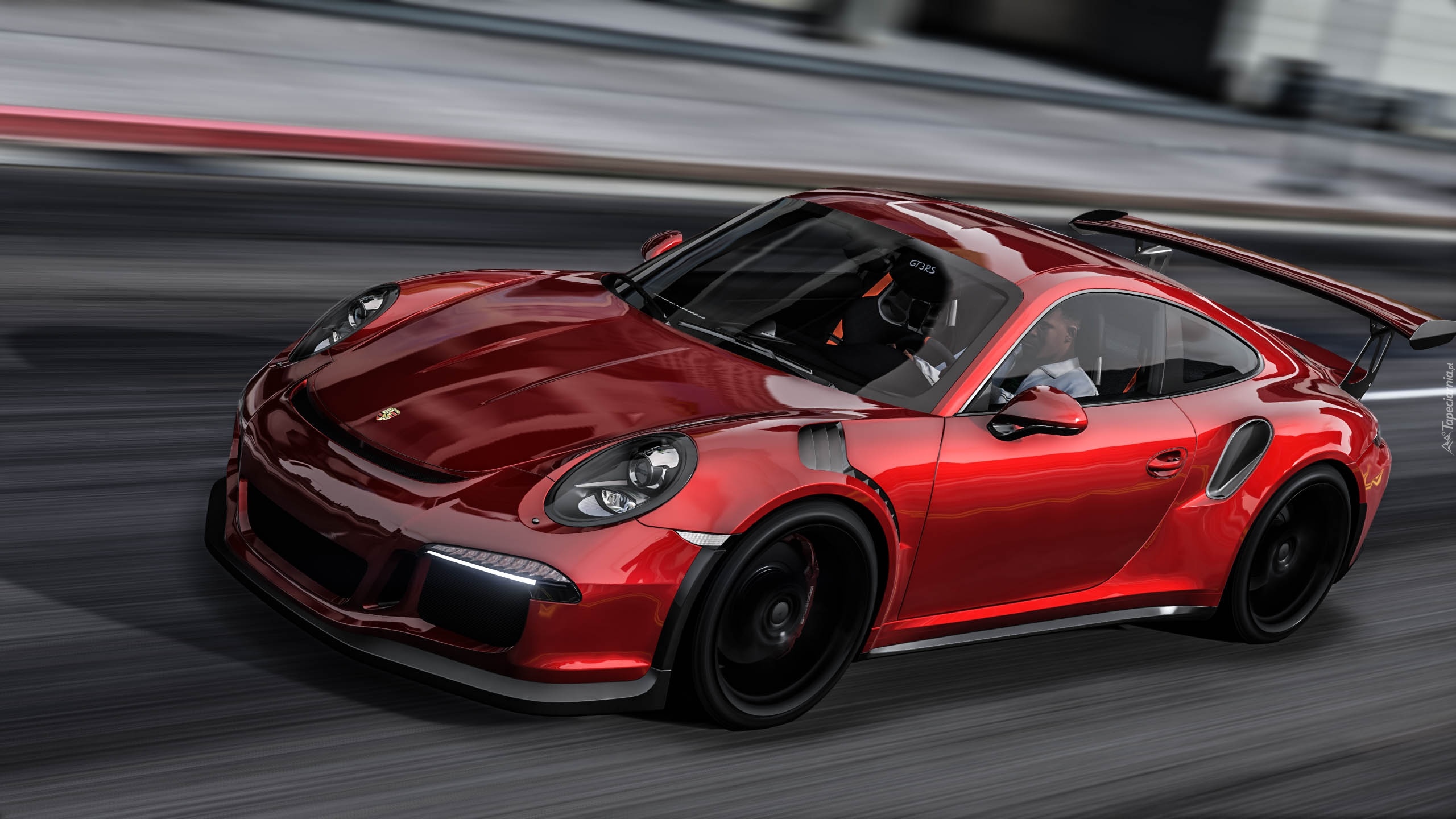 Czerwone Porsche 911 GT3 RS na drodze, Tapety, Zdjęcia, Tapety na pulpit, B...