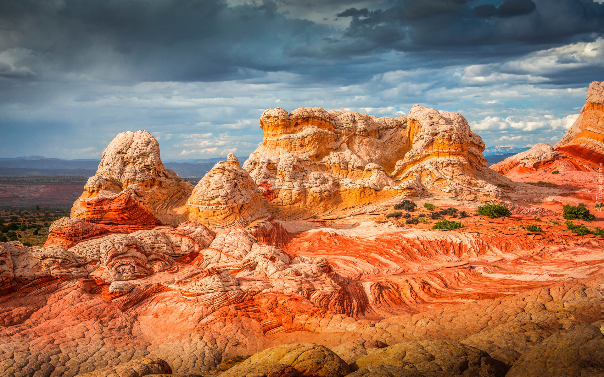 Czerwone, Skały, White Pocket, Niebo, Vermilion Cliffs, Arizona, Stany Zjednoczone