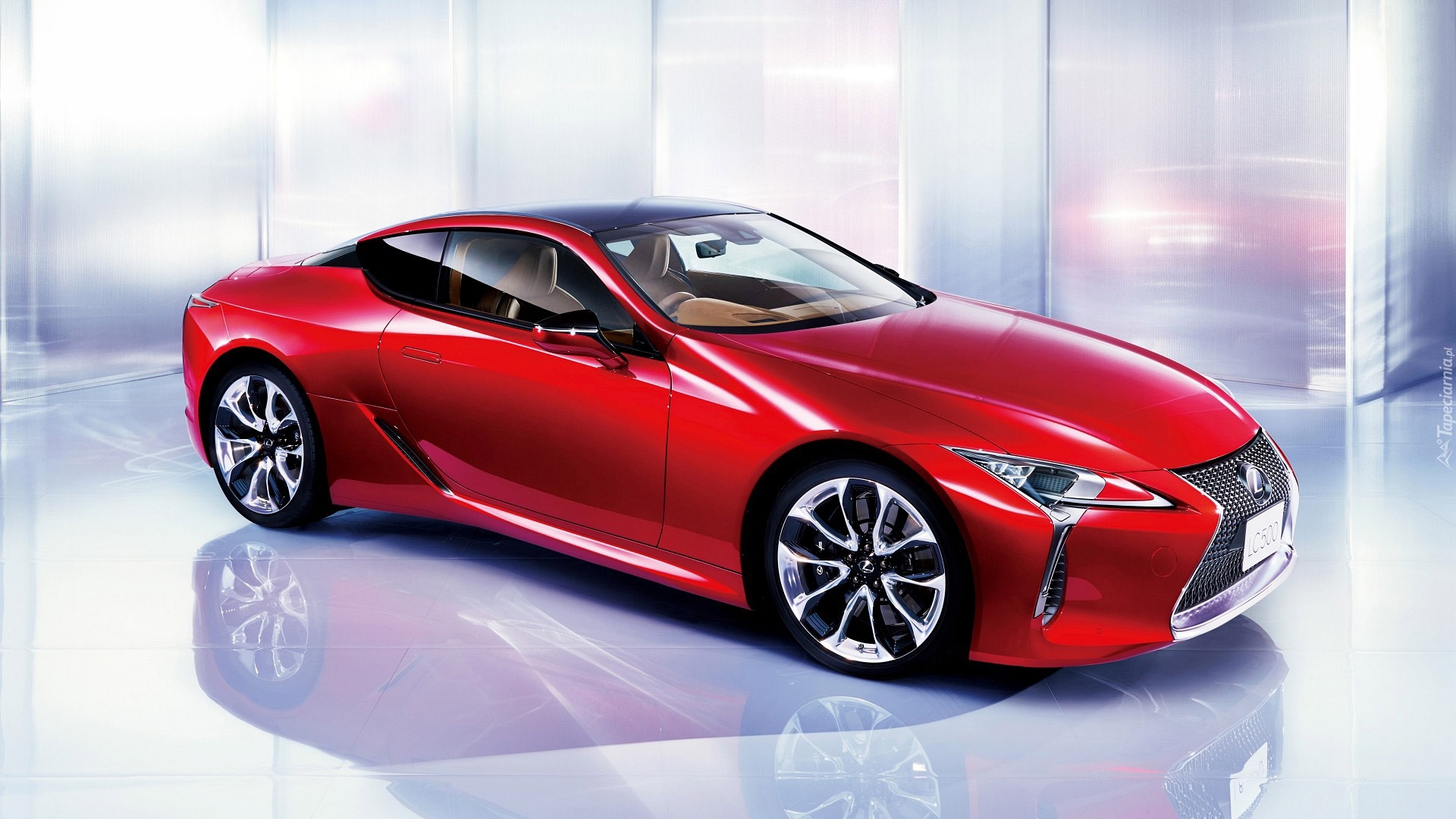 Czerwony Lexus LC 500 rocznik 2017