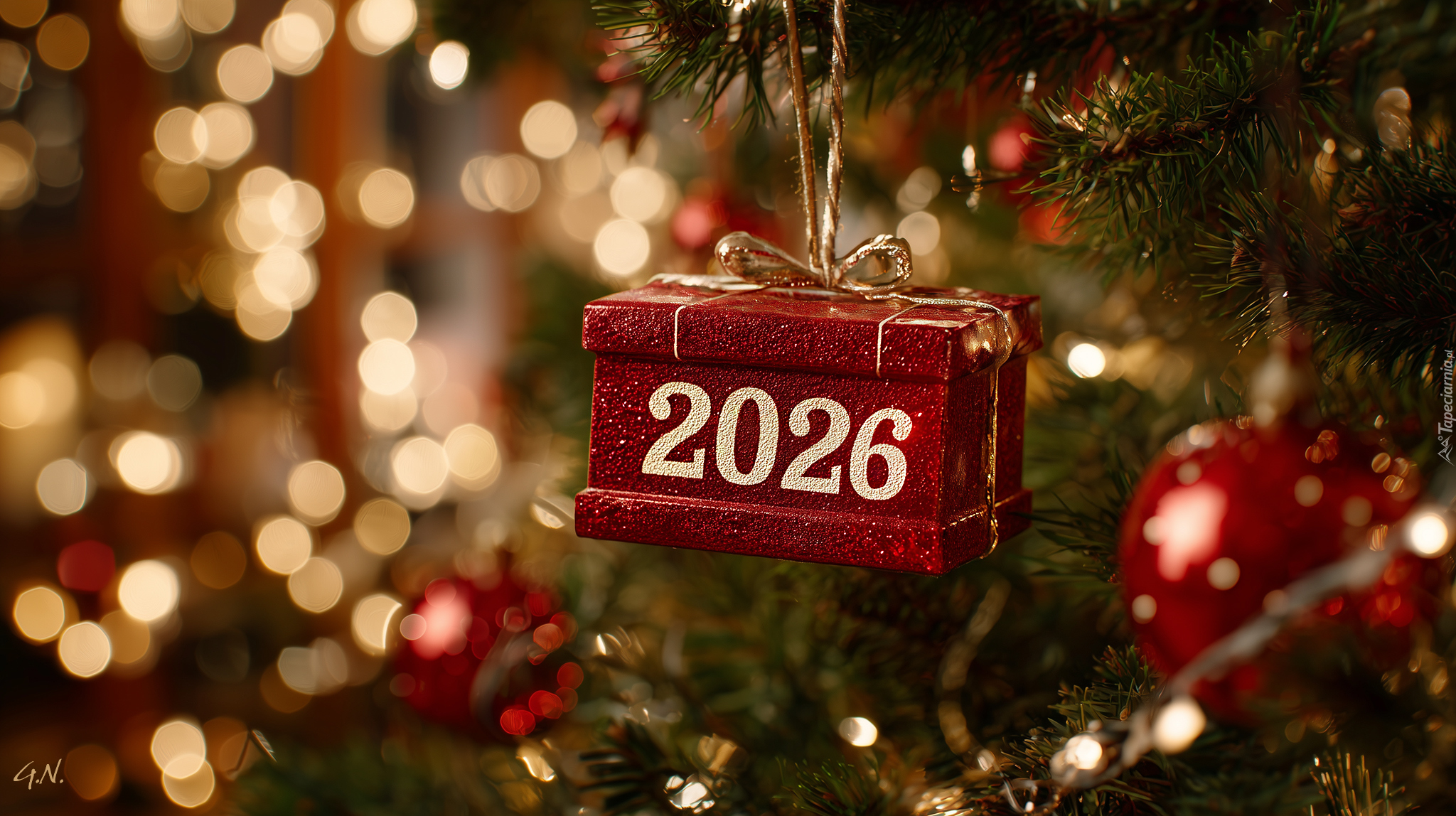 Boże Narodzenie, Zawieszka, Prezent, 2026, Choinka, Grafika AI