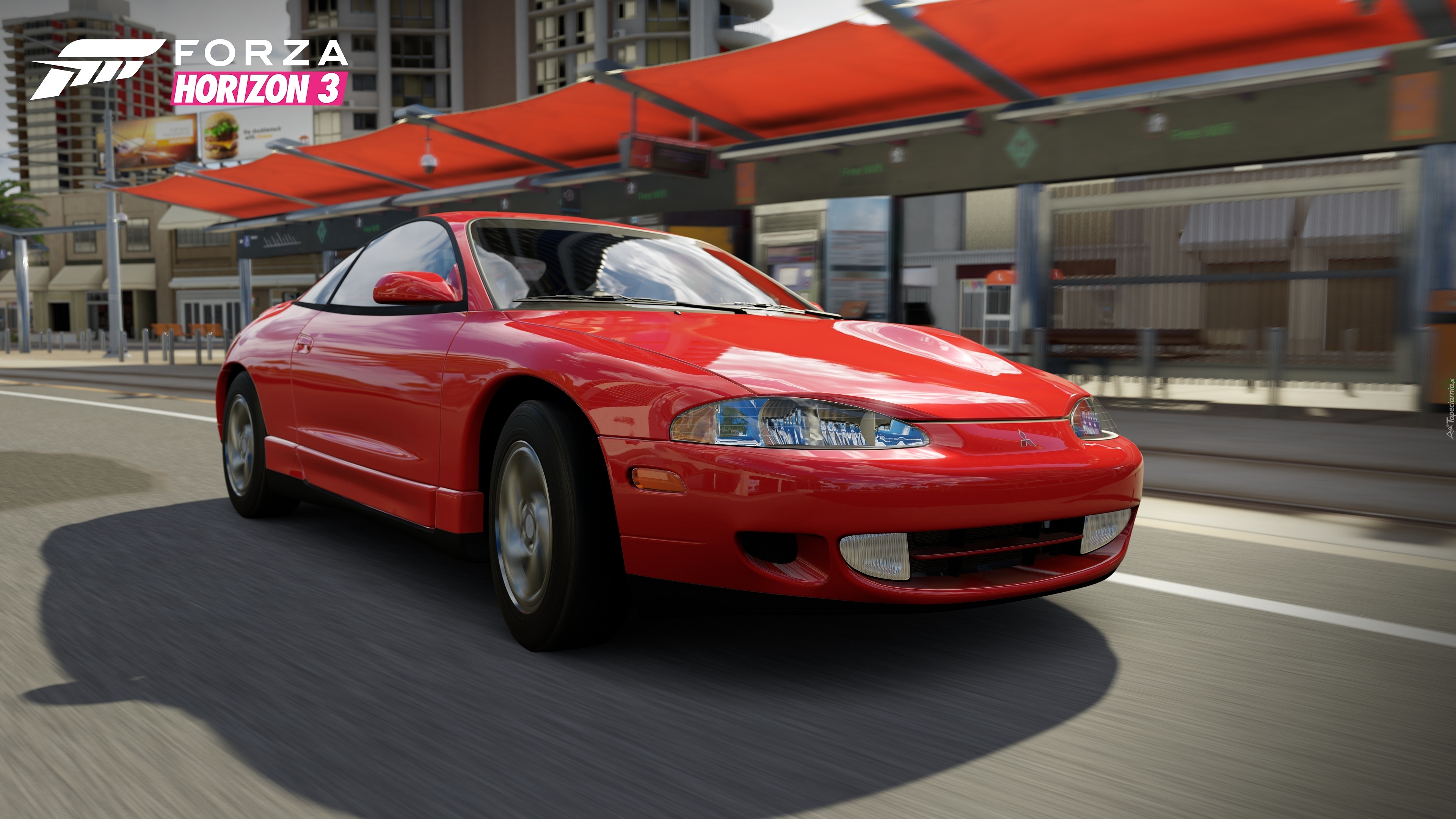 Czerwony, Samochód, Gra, Forza Horizon 3