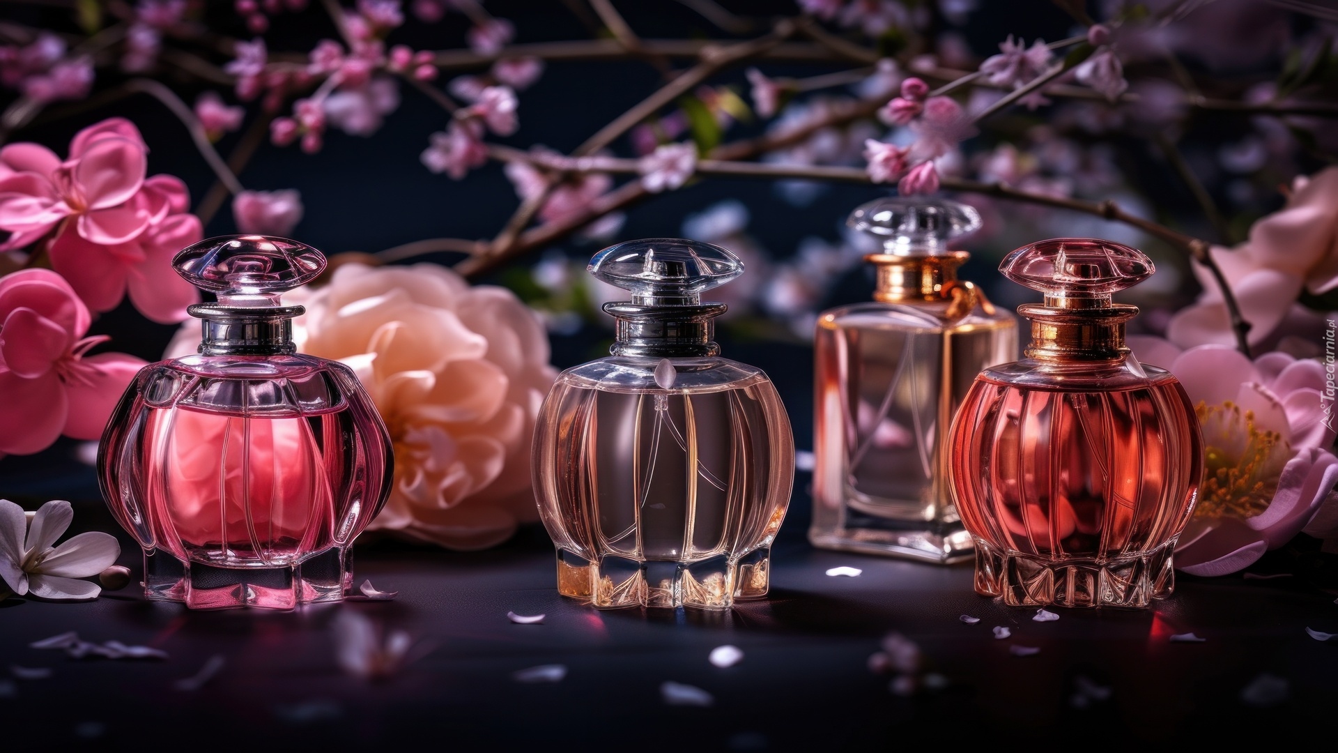 Flakon, Perfumy, Kwiaty, Kompozycja