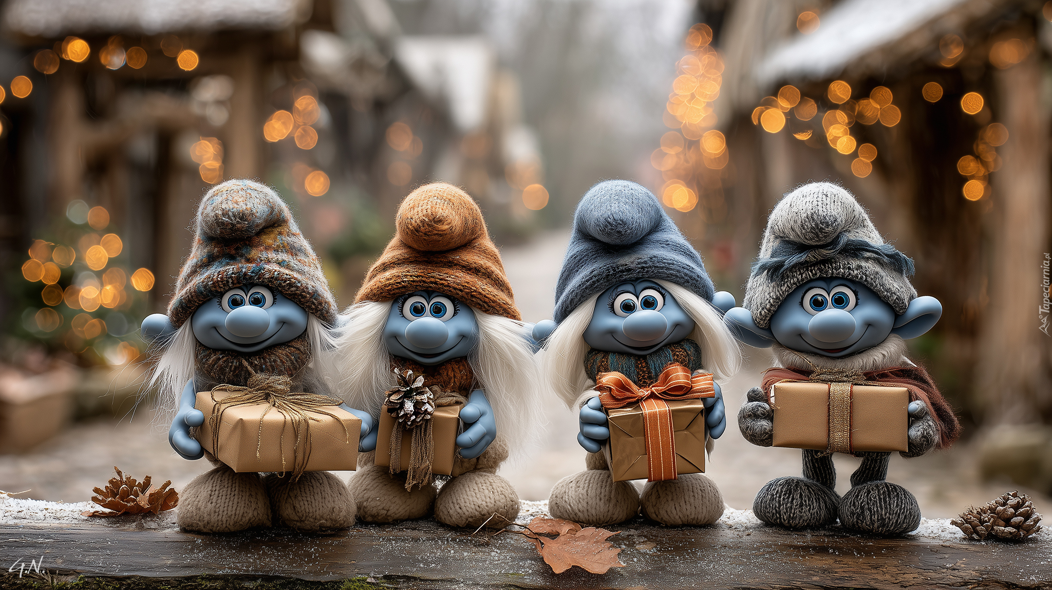 Cztery, Smerfy, Prezenty, Grafika AI
