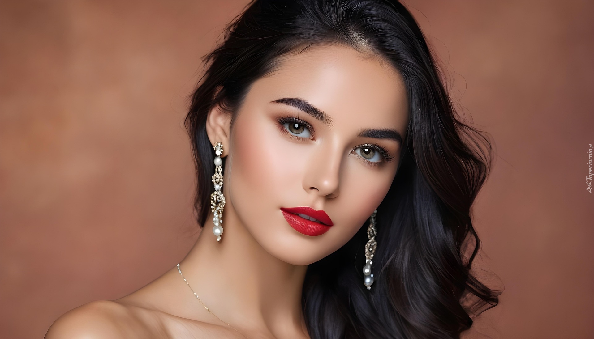Dziewczyna, Brunetka, Makijaż, Kolczyki