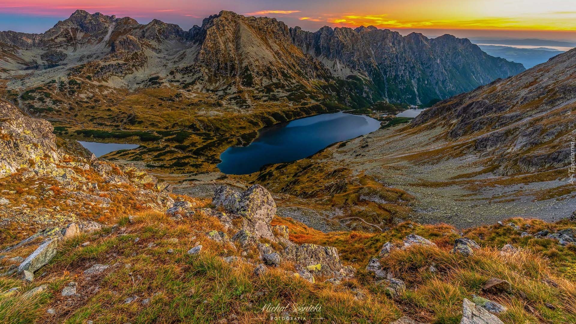 Góry, Tatry Wysokie, Dolina Pięciu Stawów, Jeziora, Jesień, Roślinność, Skały, Polska