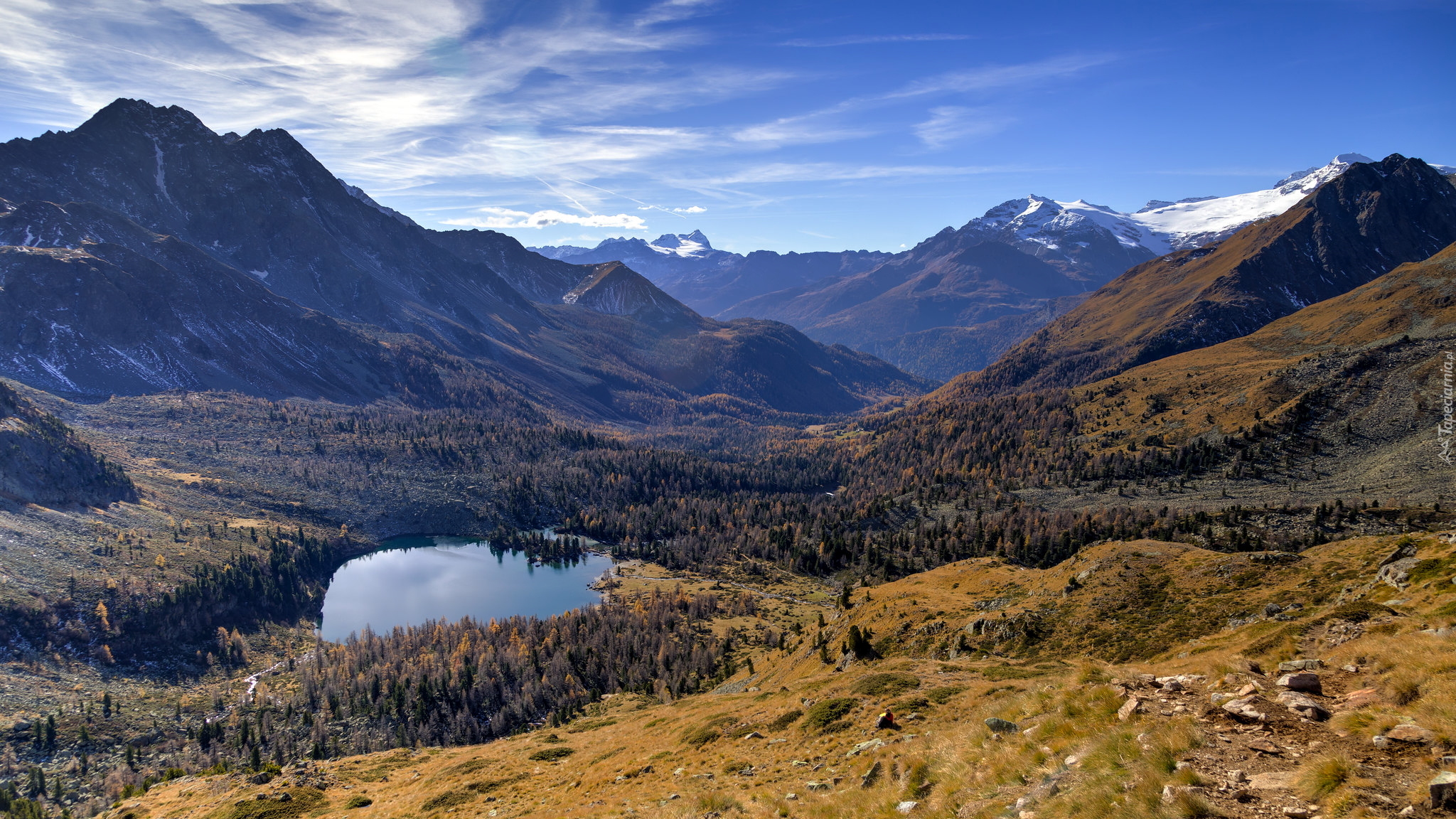 Dolina, Val da Camp, Valle di Campo, Góry, Alpy, Jezioro, Lagh da Val Viola, Kanton Gryzonia, Szwajcaria
