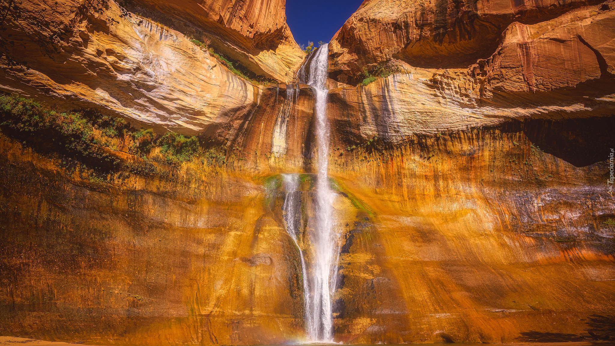 Skały, Dolny, Wodospad, Lower Calf Creek, Hrabstwo Garfield, Utah, Stany Zjednoczone