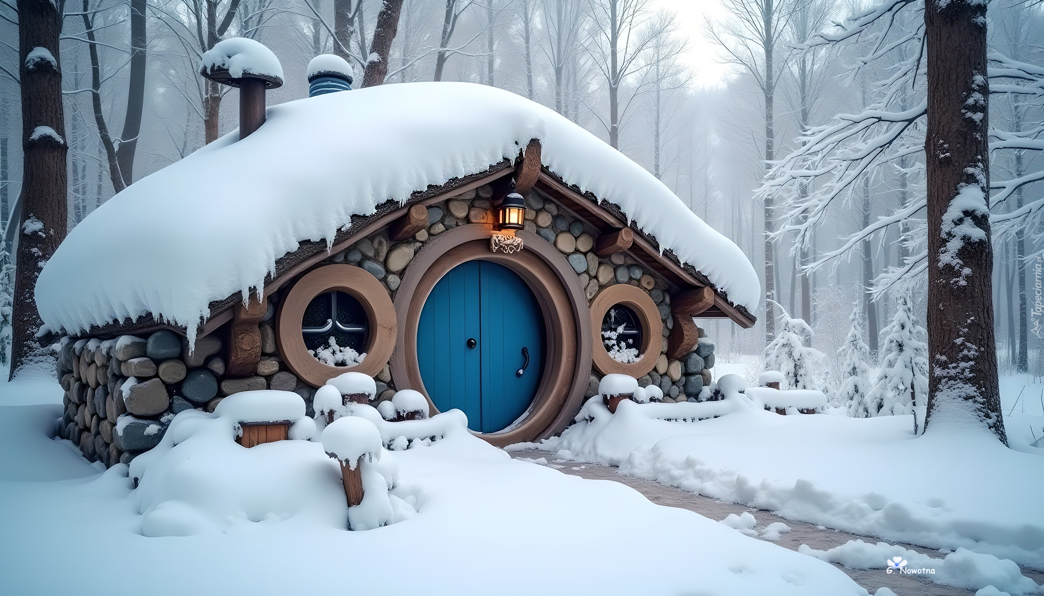 Domek, Hobbita, Zima, Grafika
