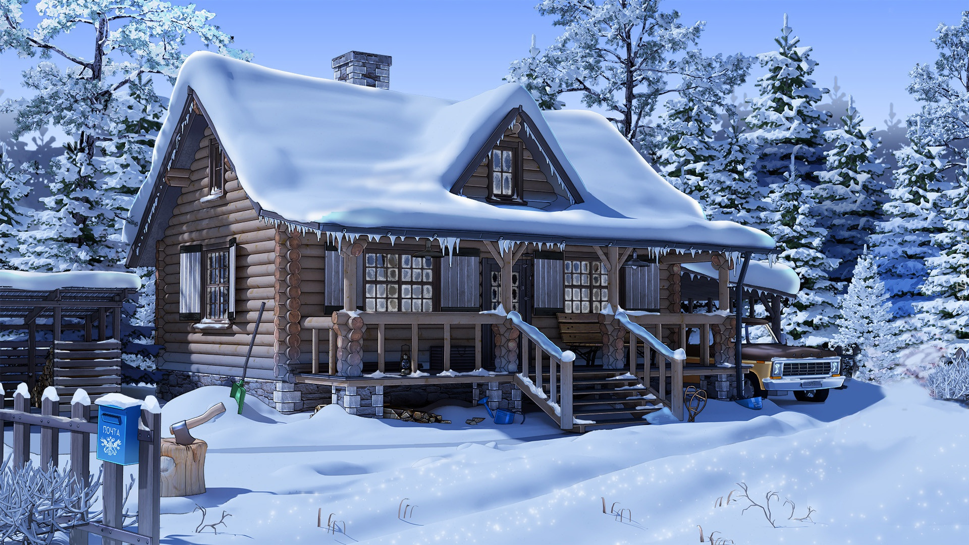 Dom, Zima, Śnieg, Grafika 2D