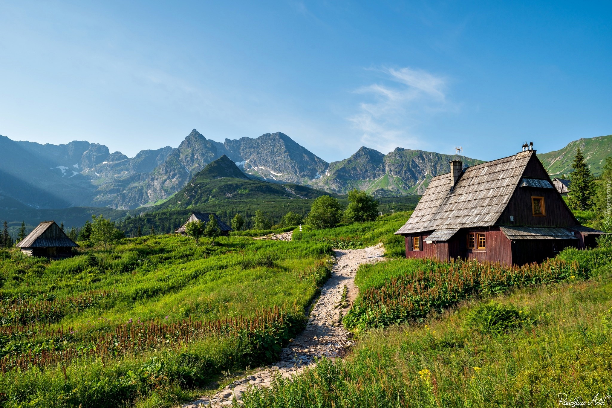 Hala Gąsienicowa, Królowe Rówienki, Droga, Góry, Tatry, Drewniane, Domki, Zakopane, Polska