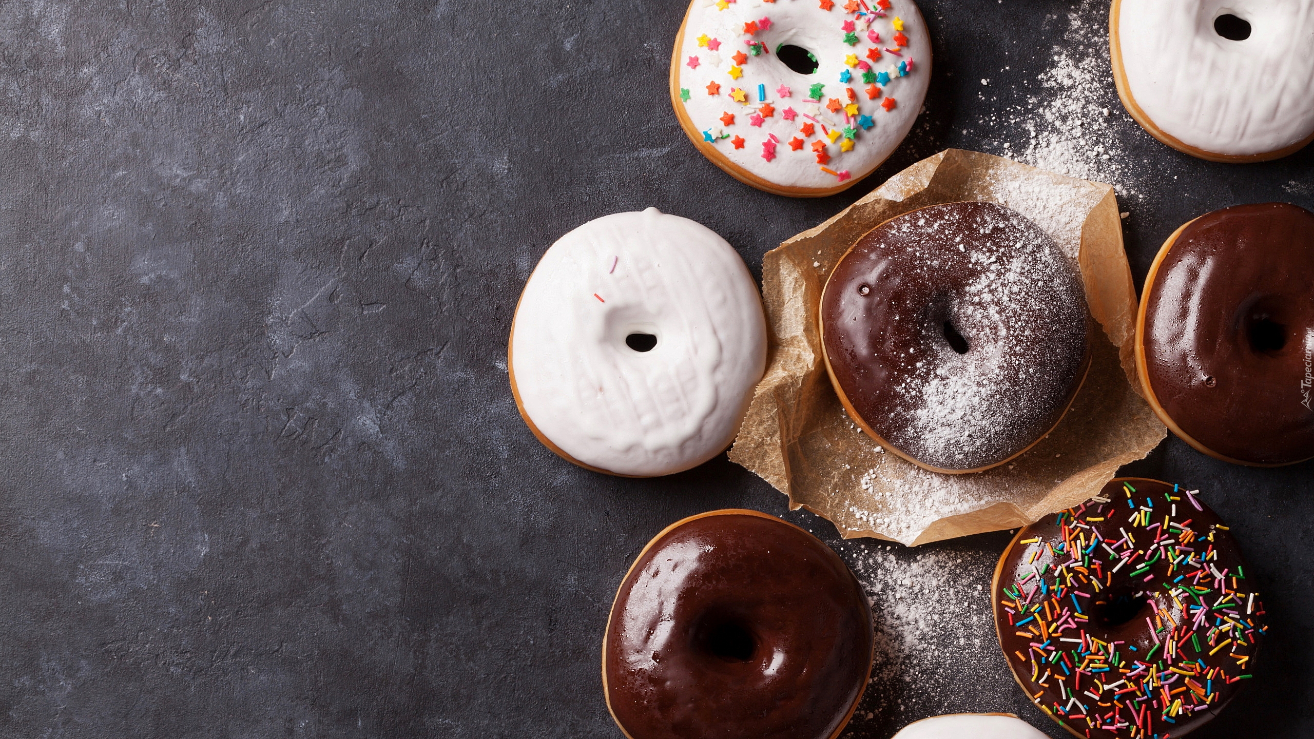 Pączki, Donuty, Ciemne, Tło