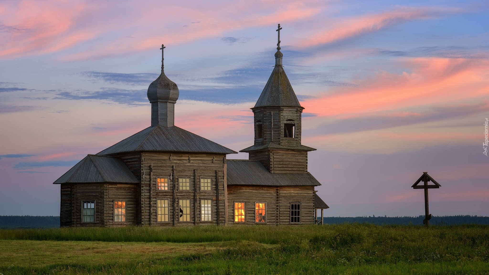 Cerkiew, Łąka, Zachód słońca