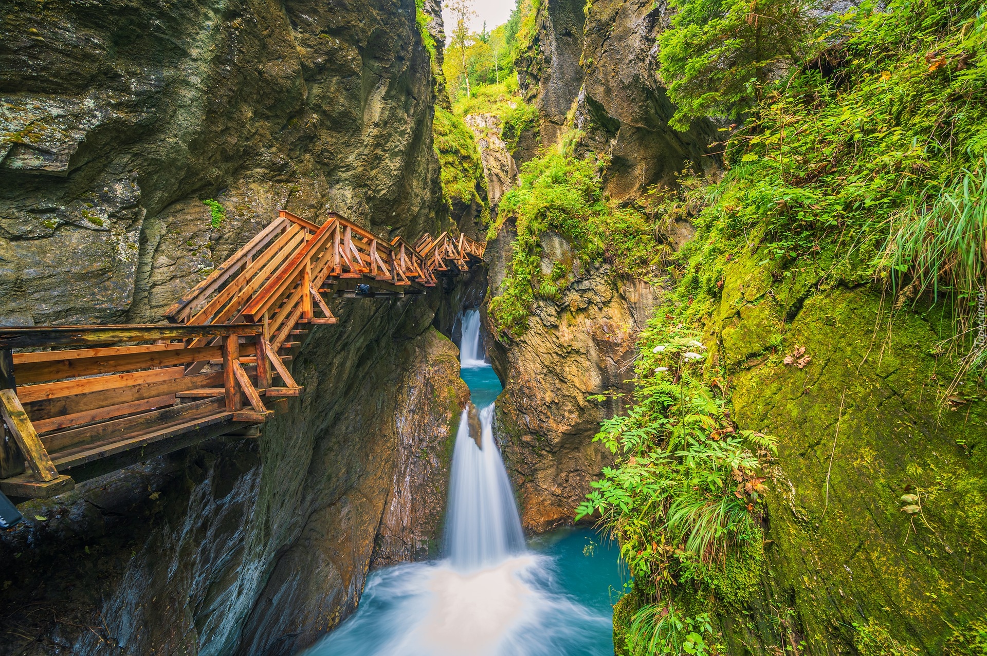 Wąwóz, Sigmund Thun Klamm, Kładka, Skały, Rzeka Kaprun Ache, Austria