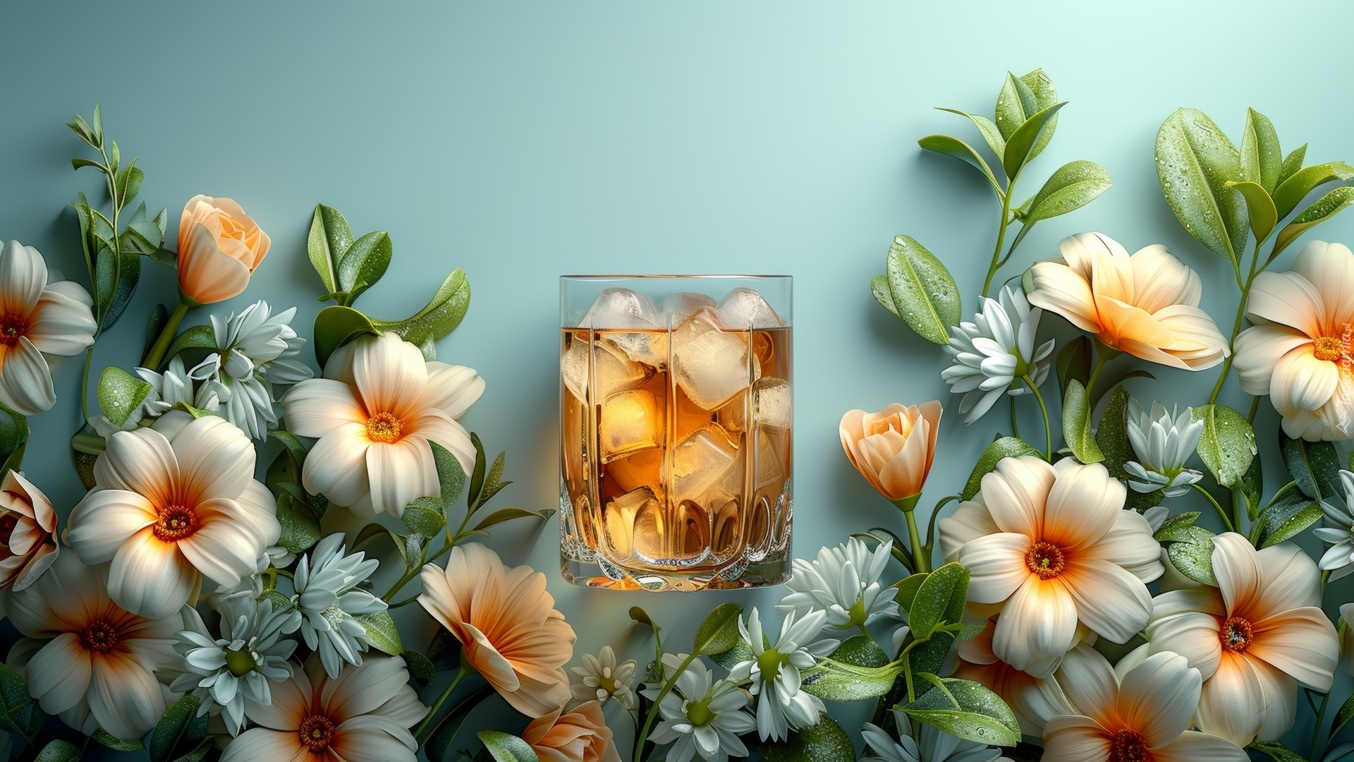 Kwiaty, Drink, Szklanka