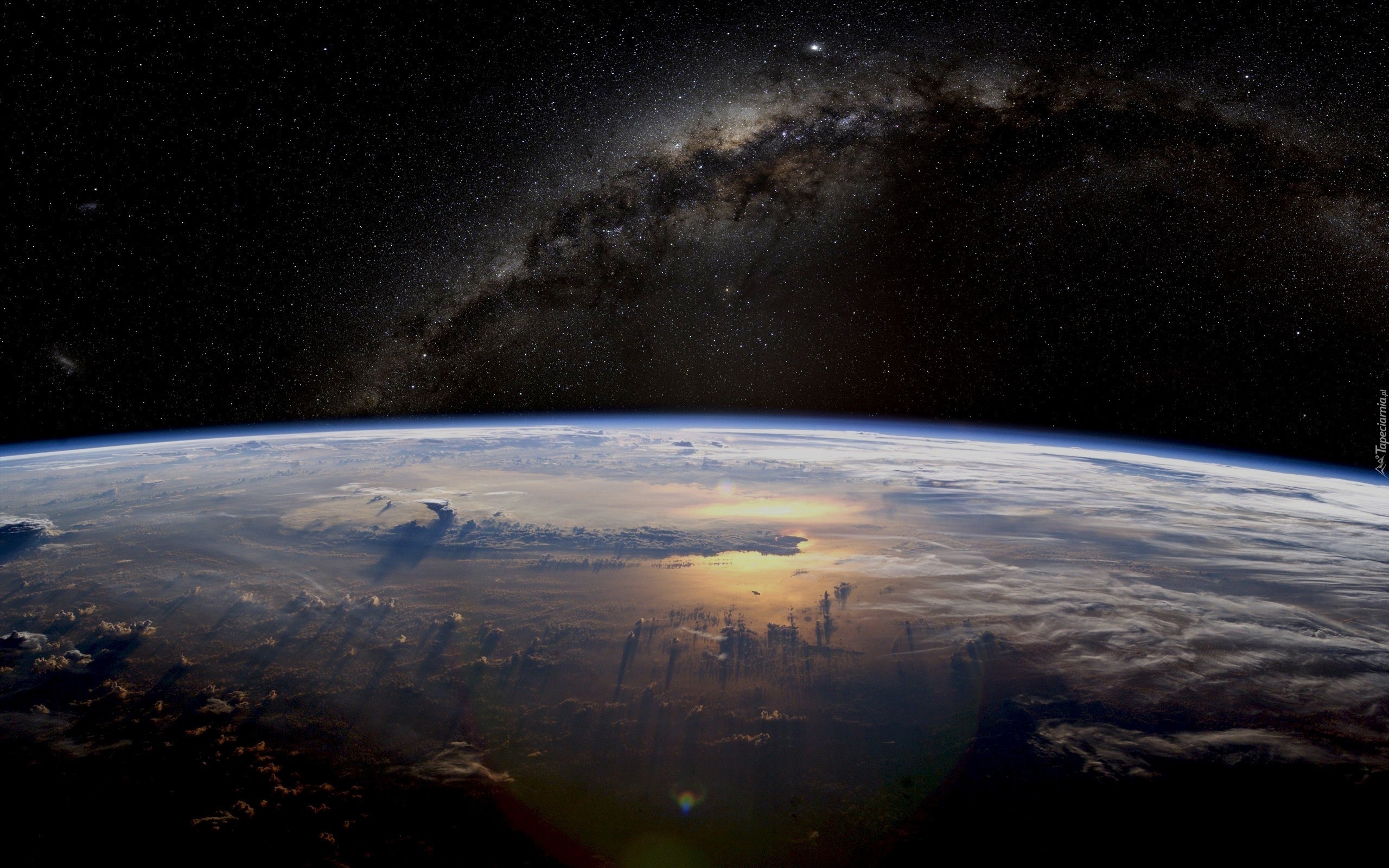 Kosmos, Planeta, Ziemia, Gwiazdy, Droga Mleczna, Zdjęcie z satelity