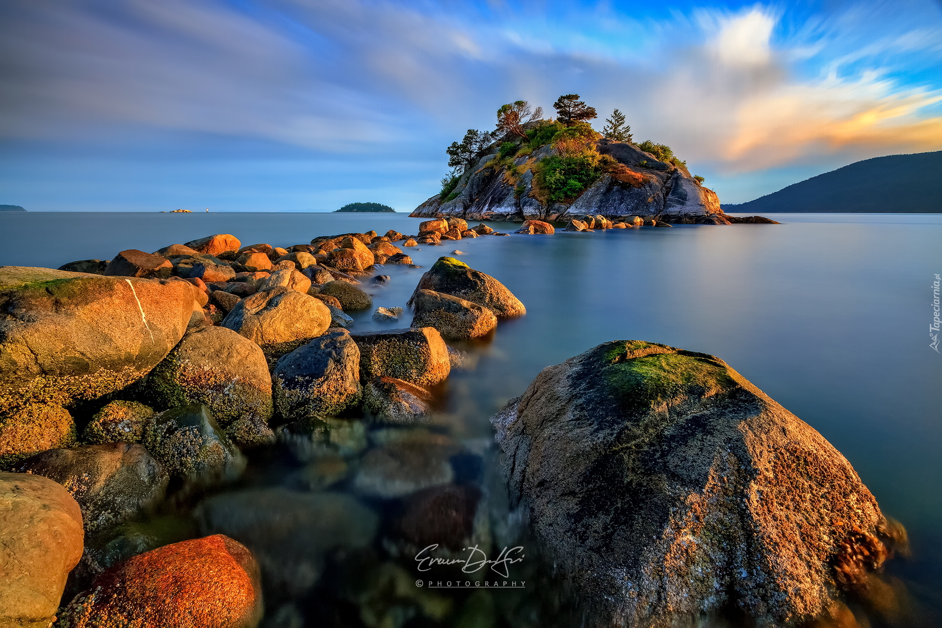 Morze, Kamienie, Skała, Drzewa, Whytecliff Park, West Vancouver, Vancouver, Kanada