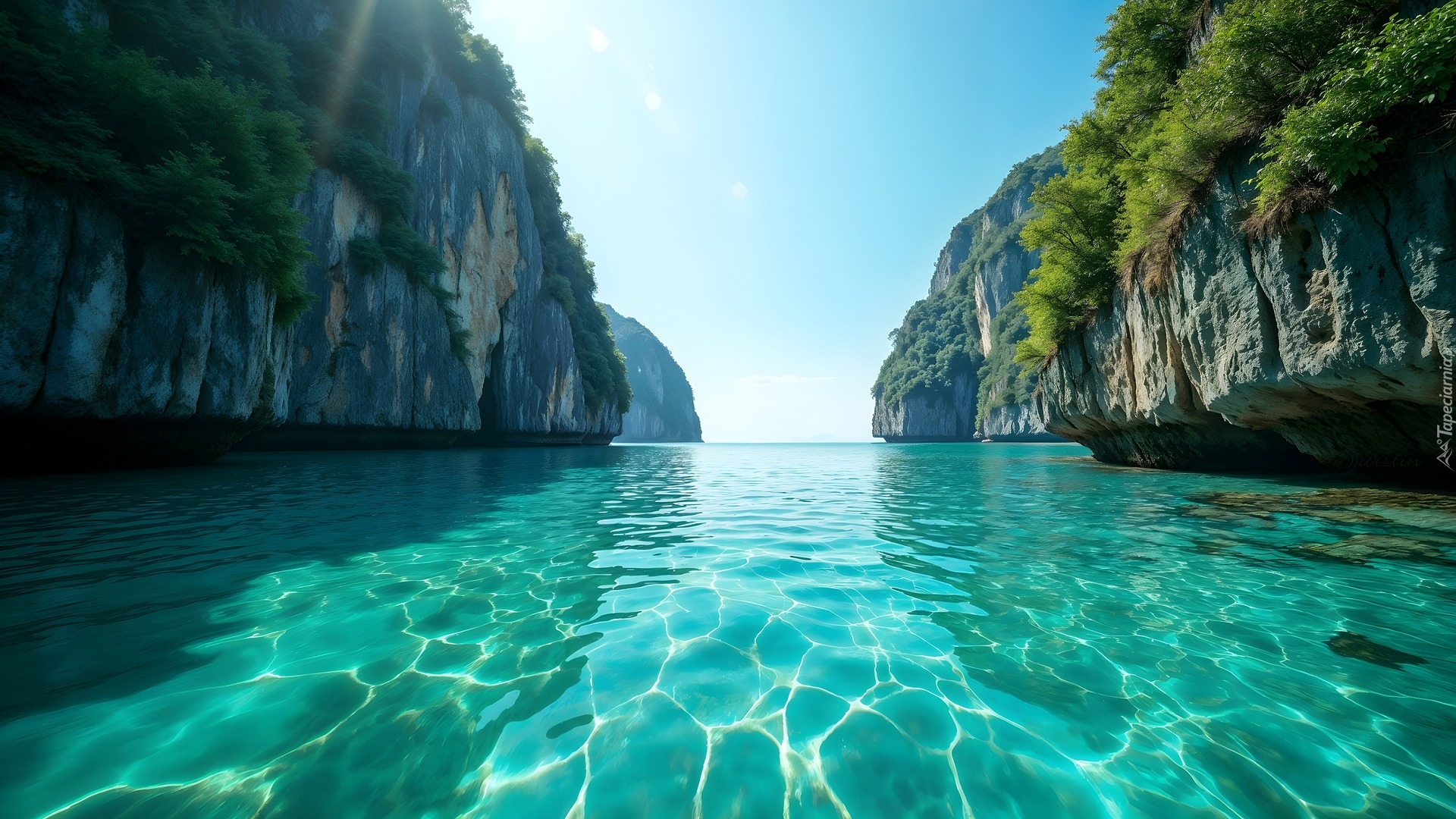 Morze, Skały, Klify, Drzewa, AI