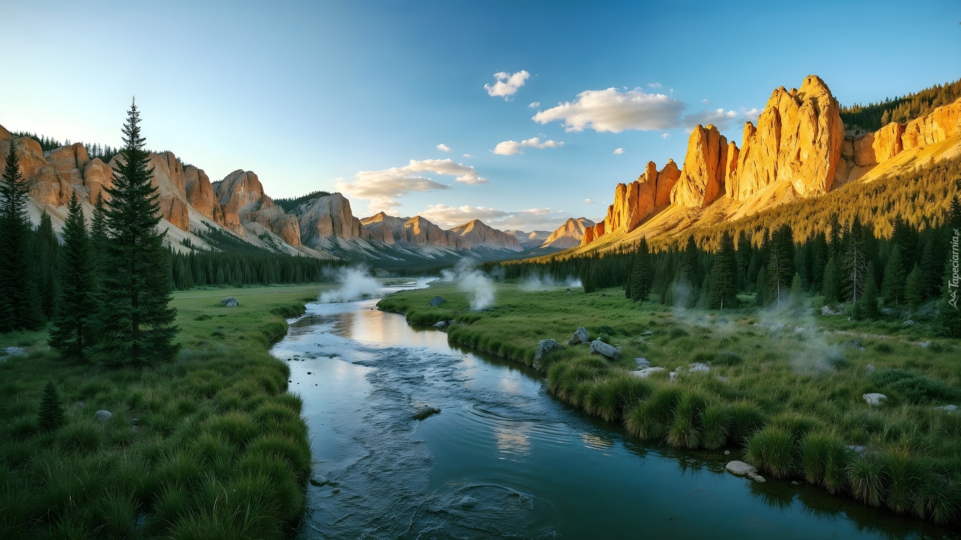 Góry, Skaliste, Formacje, Skalne, Drzewa, Rzeka