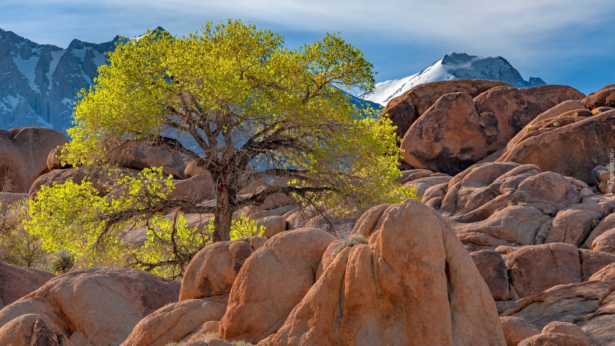 Skały, Góry, Słońce, Alabama Hills, Kalifornia, Stany Zjednoczone