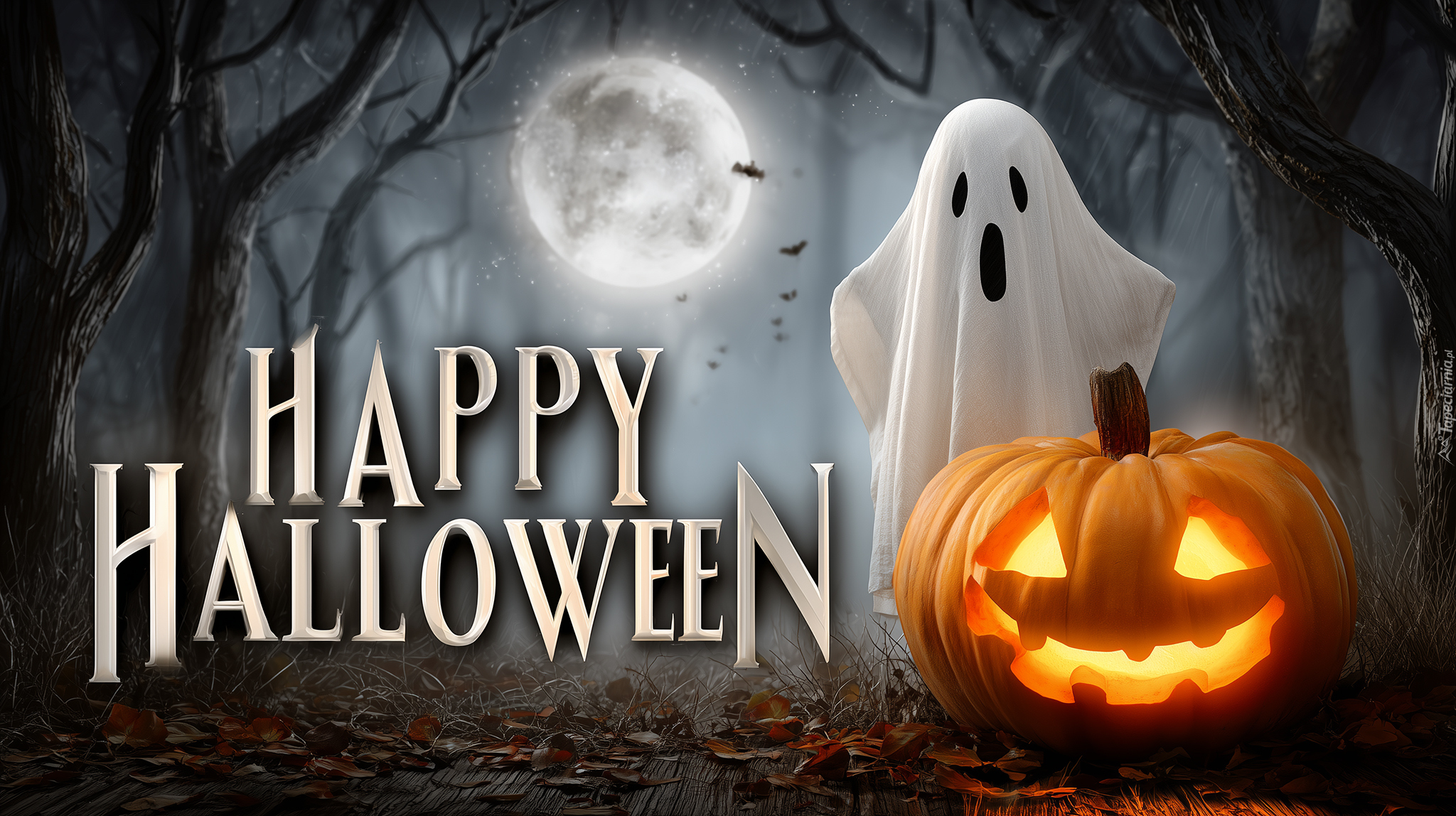 Duch, Dynia, Napis, Halloween, Grafika AI