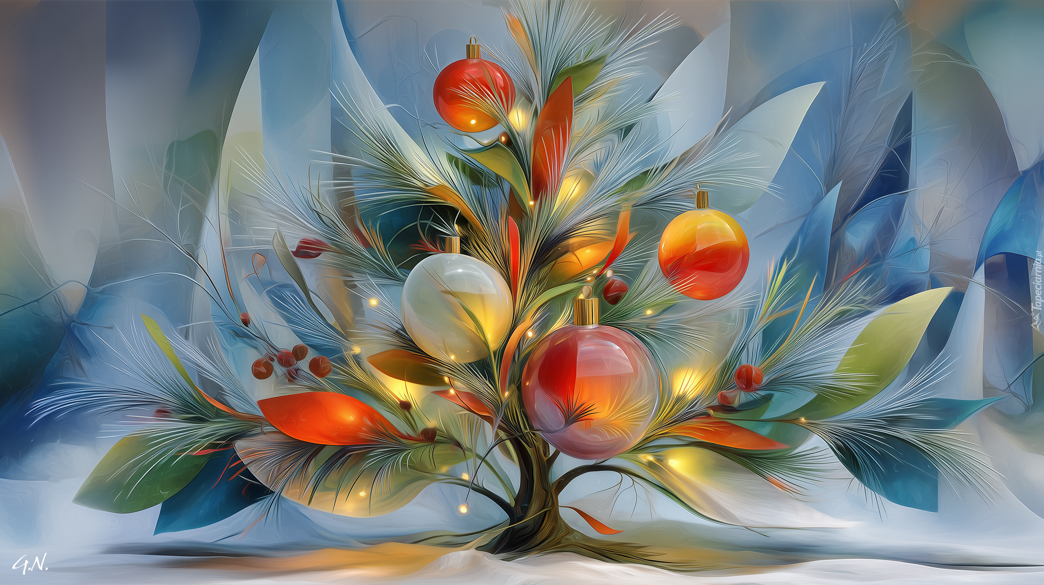 Bombki, Boże Narodzenie, Choinka, Grafika AI