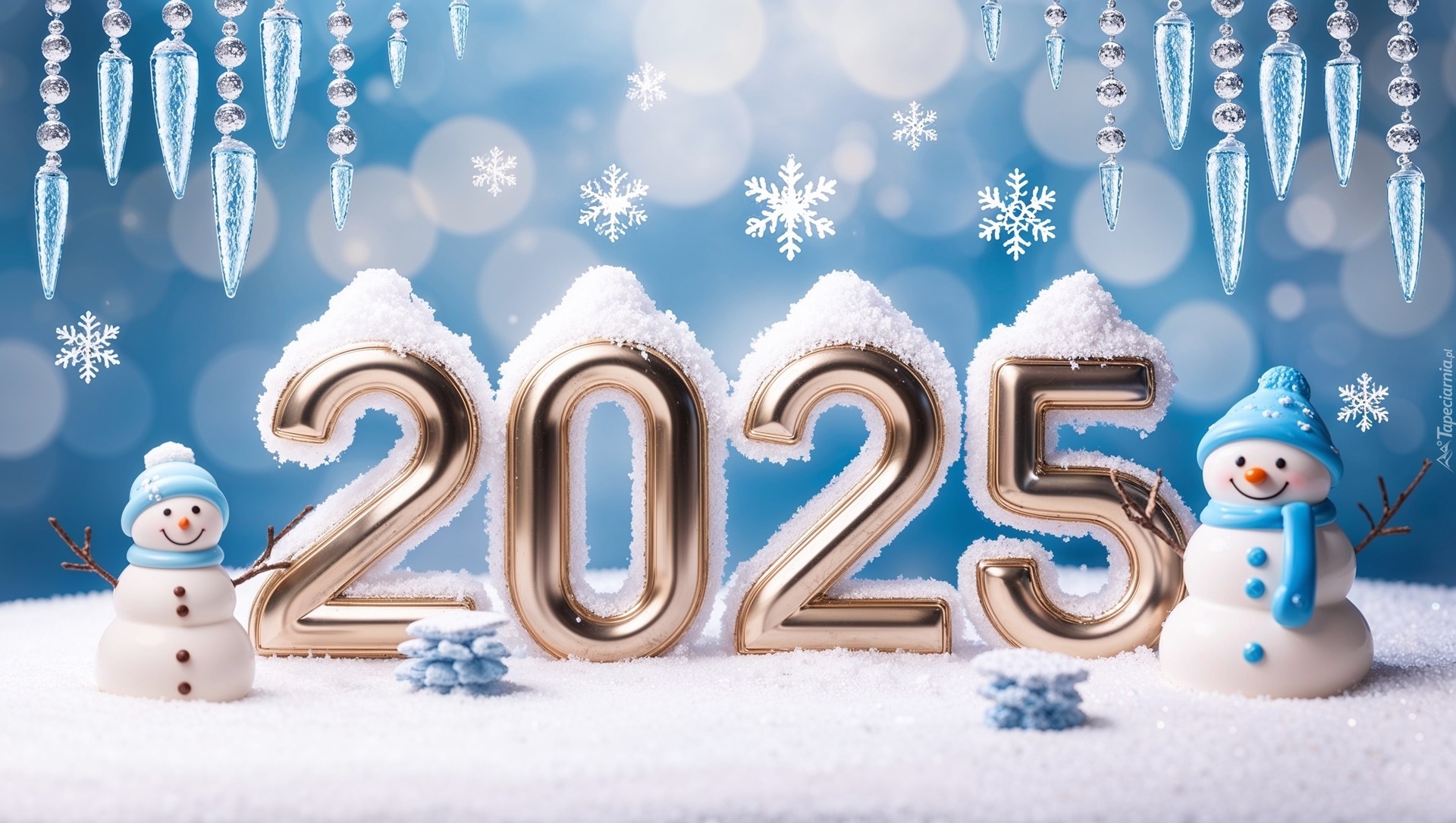 Nowy Rok, 2025, Śnieg, Bałwanki, Grafika