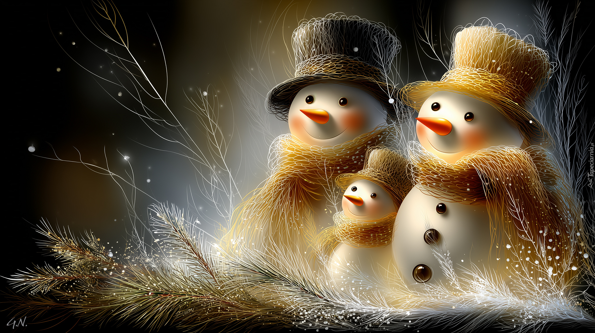 Bałwany, Kapelusze, Szaliki, Grafika AI