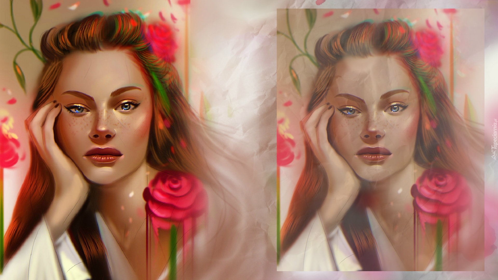 Portret, Dziewczyna, Róże
